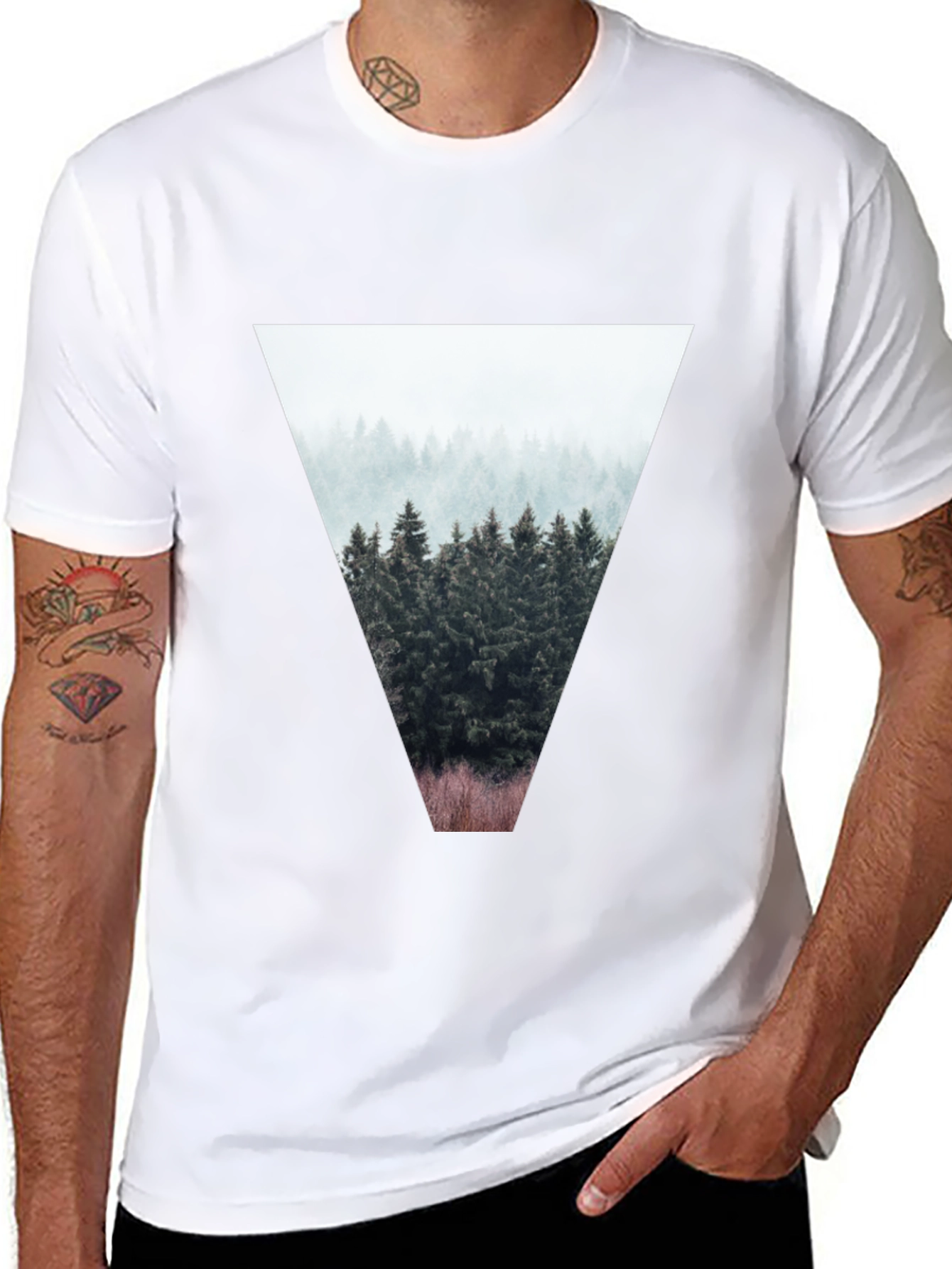 Black Nature Triangle Graphic T-Shirt - Black view 8