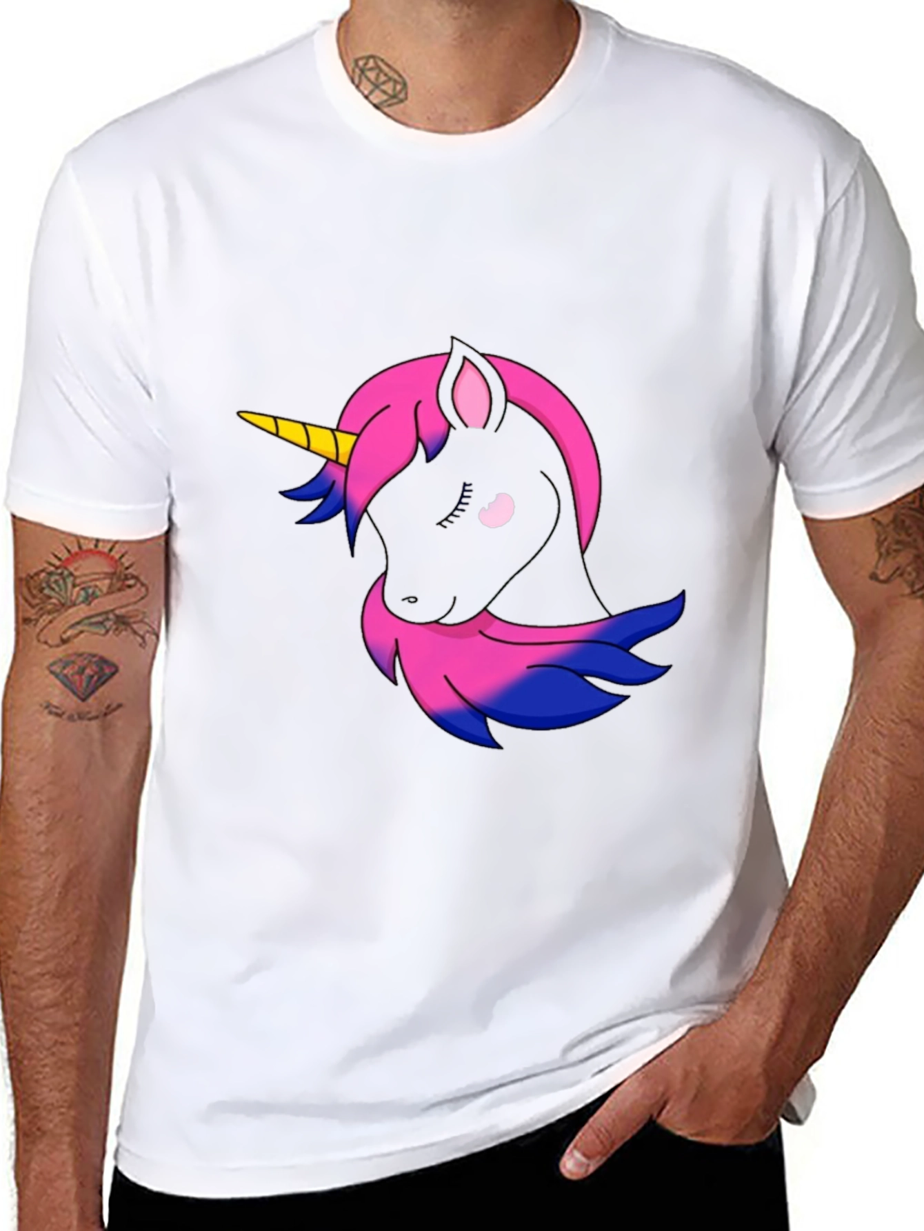 Black Bisexual Pride Unicorn Graphic Tee - Black view 8