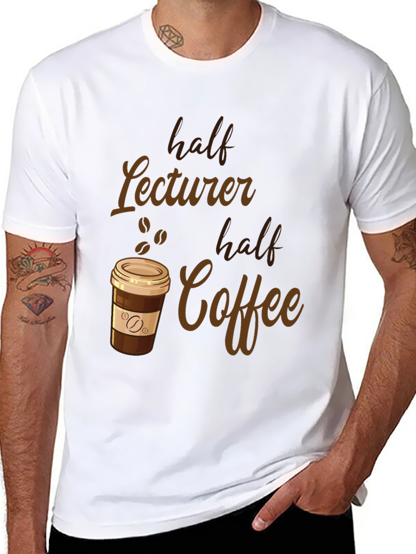 Black Half Lecturer, Half Coffee Funny T-Shirt view 8