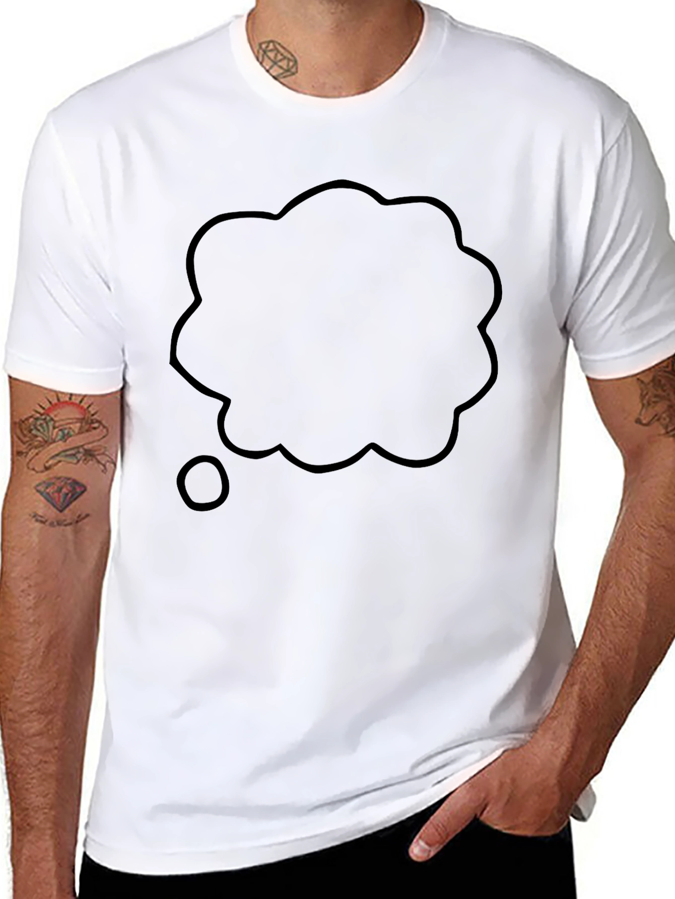 Black Black T-Shirt with Thought Bubble Graphic view 8