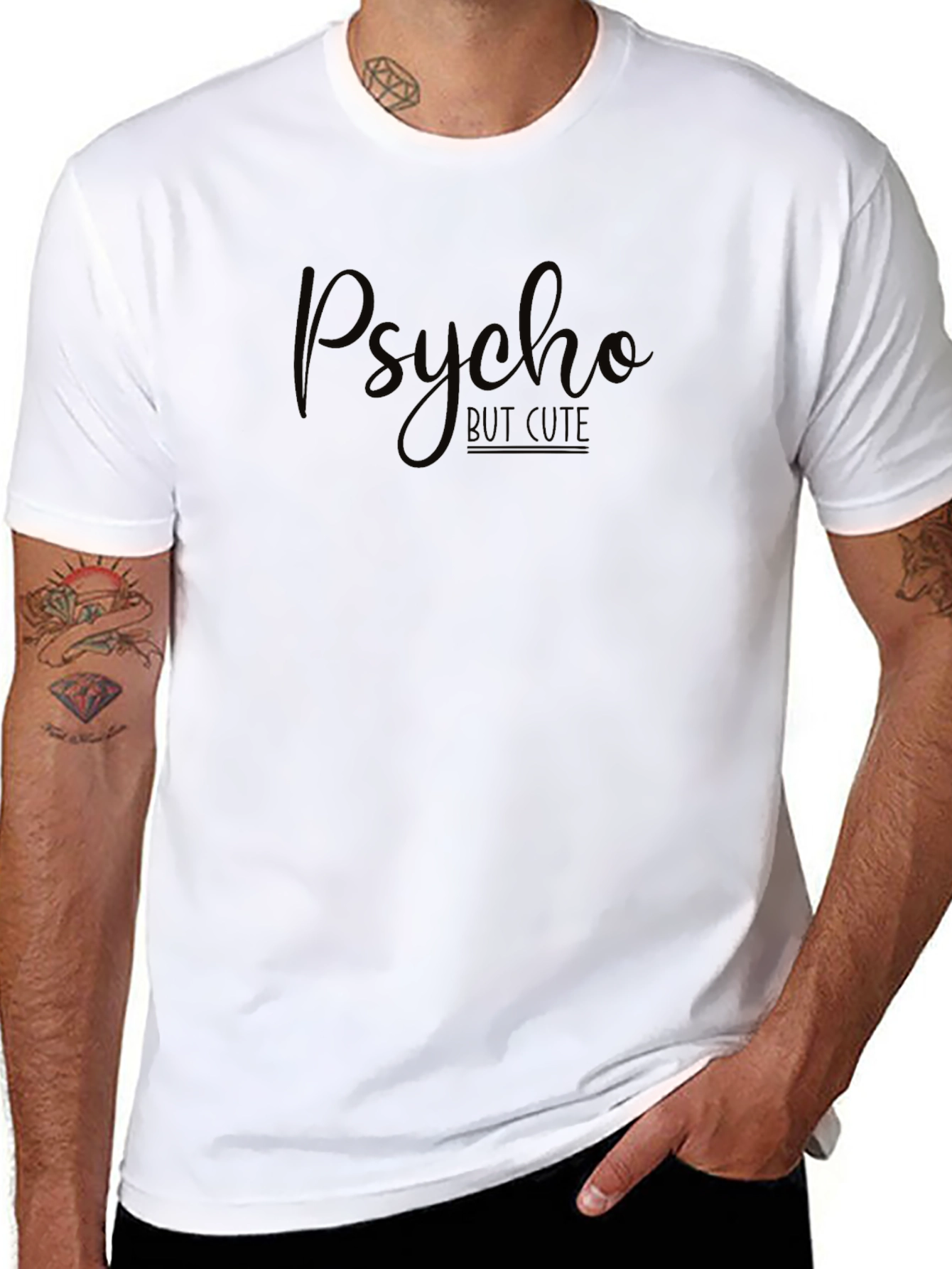 Black Psycho But Cute Graphic Tee - Black view 8
