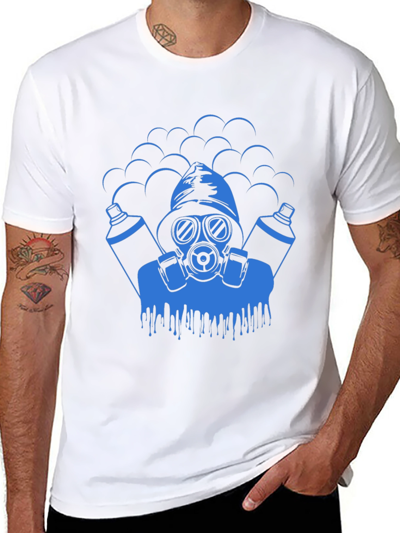 Black Cool Graphic Tee - Gas Mask Graffiti Artist view 8