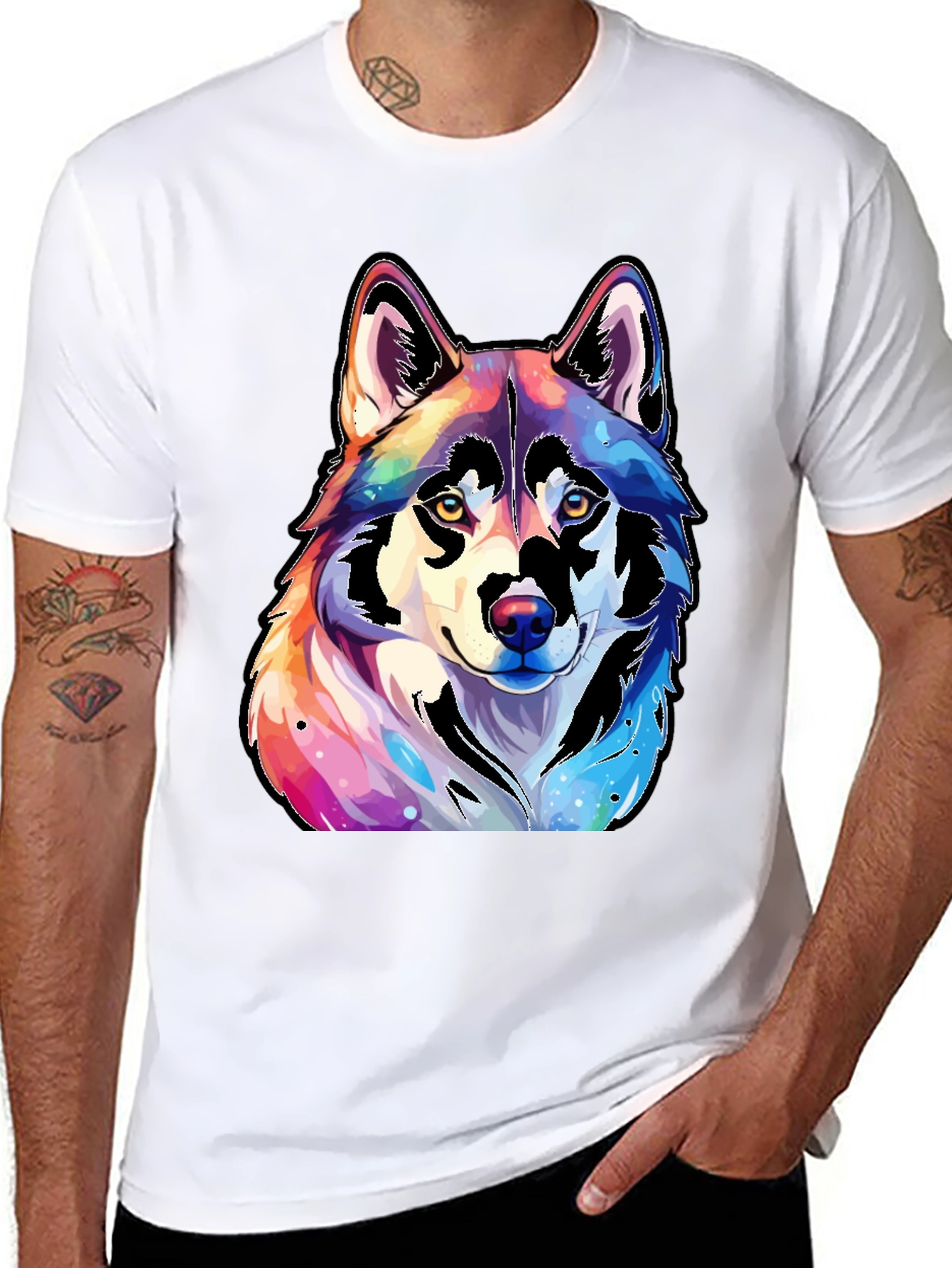 Black Rainbow Wolf Graphic Tee - Unisex view 8