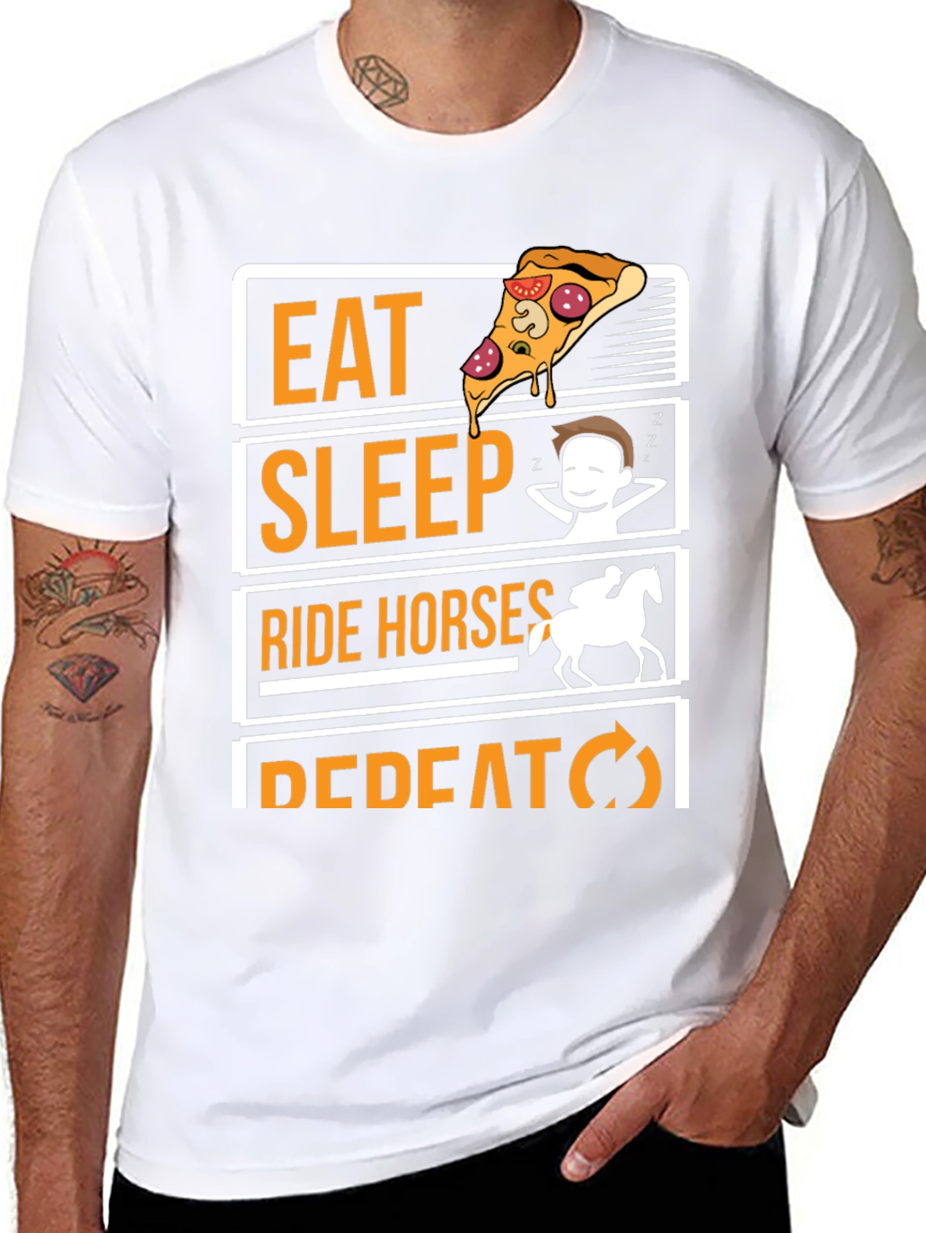 Black Eat Sleep Ride Horses Repeat Graphic Tee view 8
