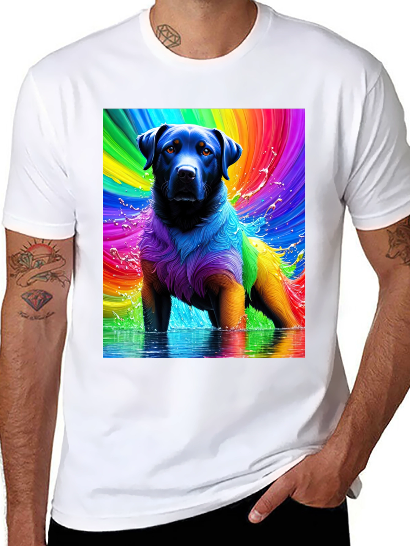Rainbow Dog T-Shirt - Vivid Pet Art Tee - 8