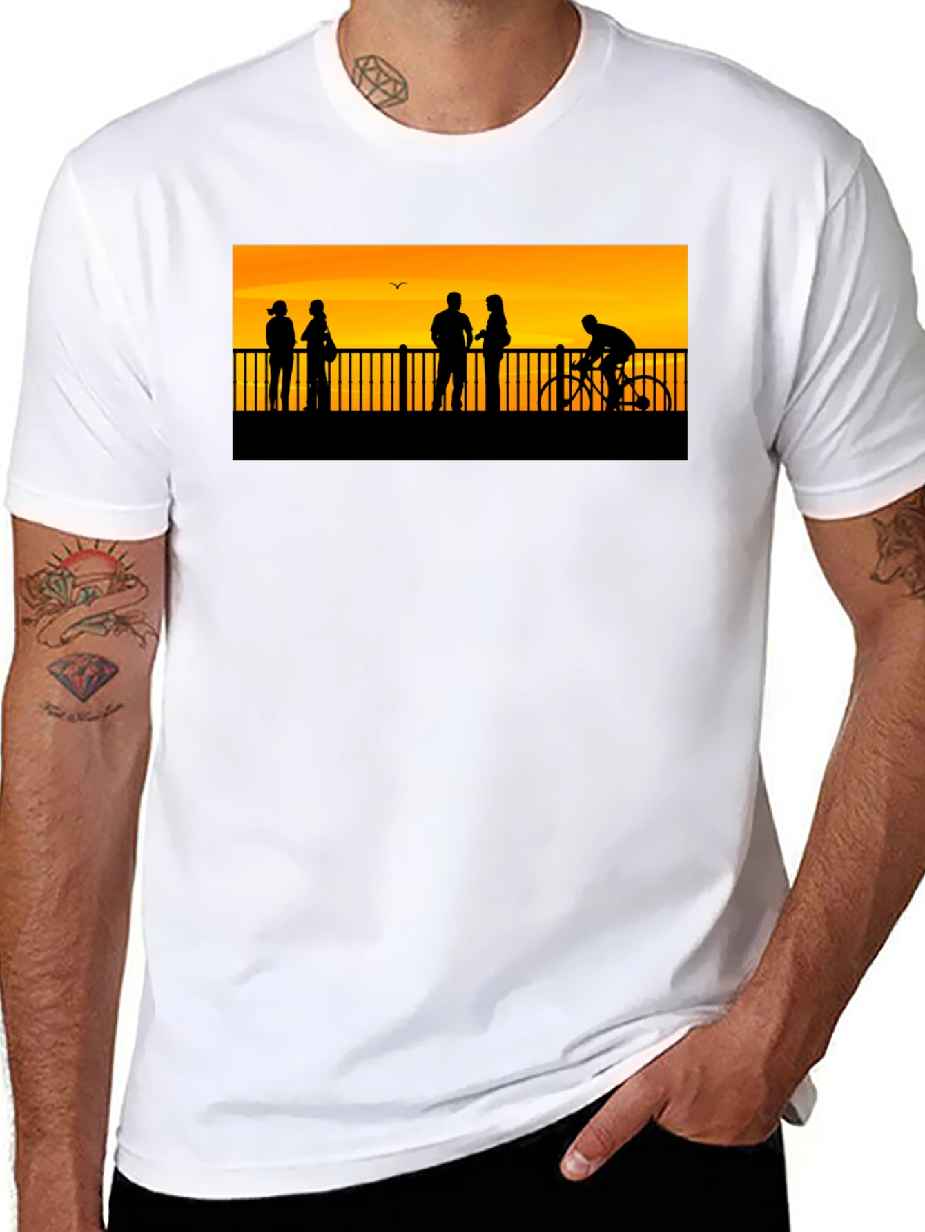 Black Sunset Silhouette Graphic T-Shirt view 8