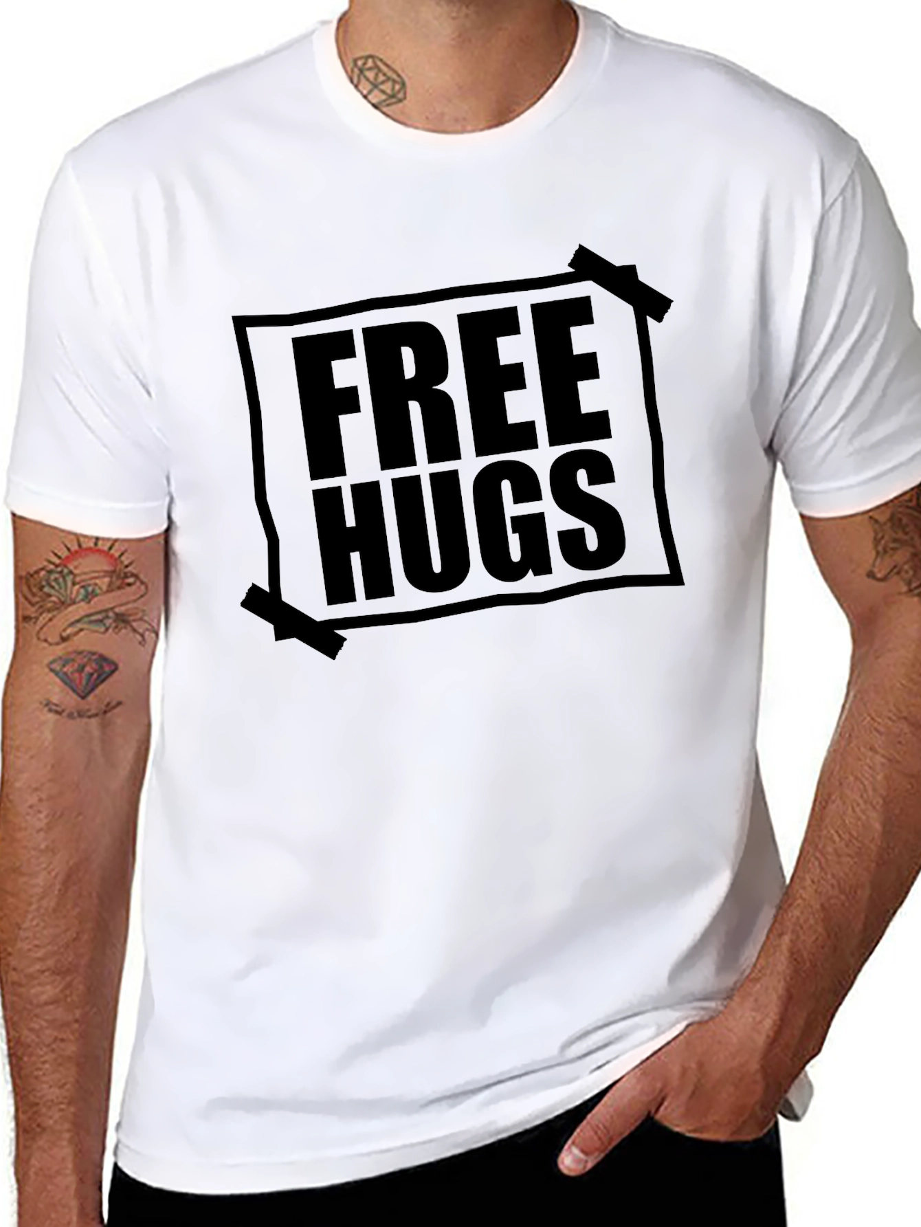 Black Free Hugs Graphic Tee - Soft Cotton Blend view 8