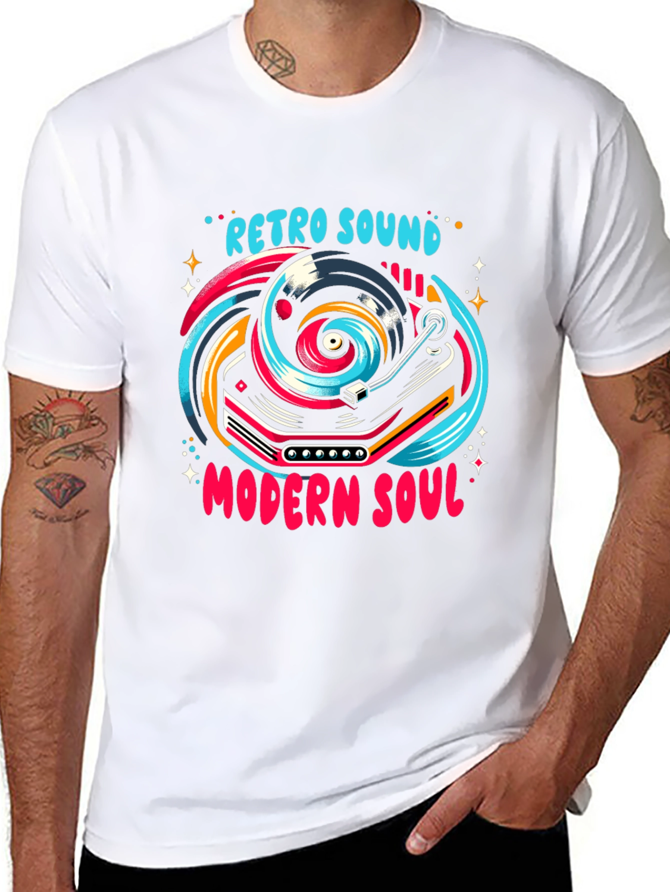 Black Retro Sound Modern Soul Graphic Tee - Black Cotton Blend view 8