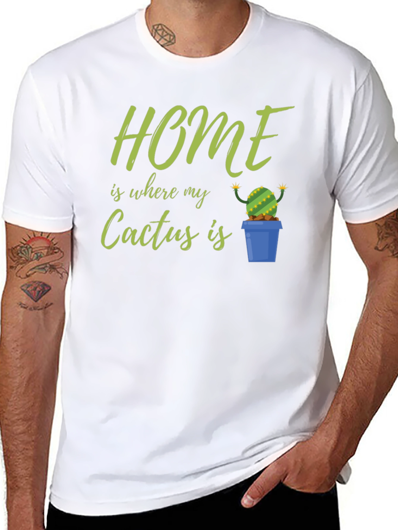 Black Home Is Where My Cactus Is T-Shirt view 8