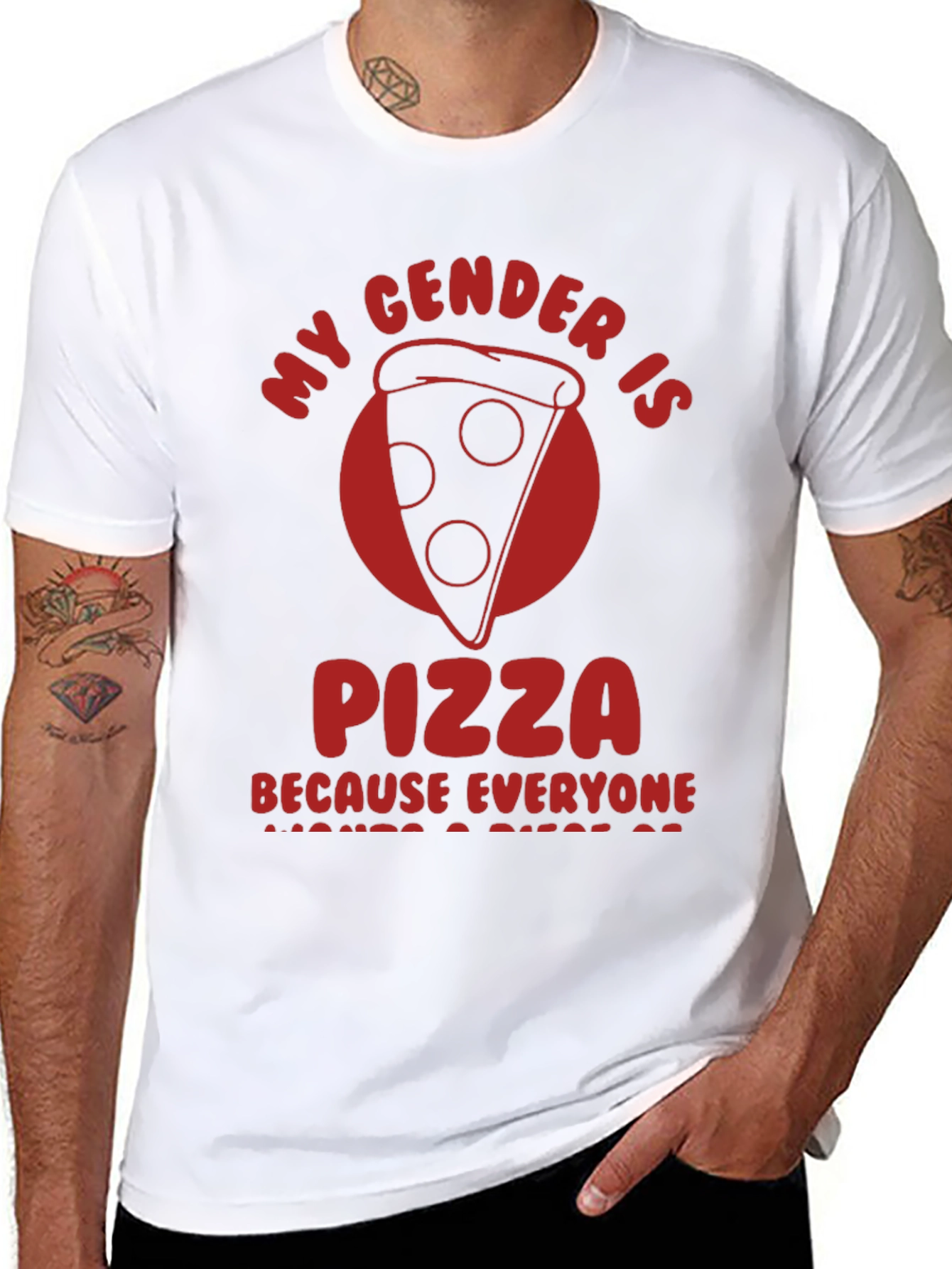 Black My Gender Is Pizza T-Shirt - Funny Novelty Tee view 8