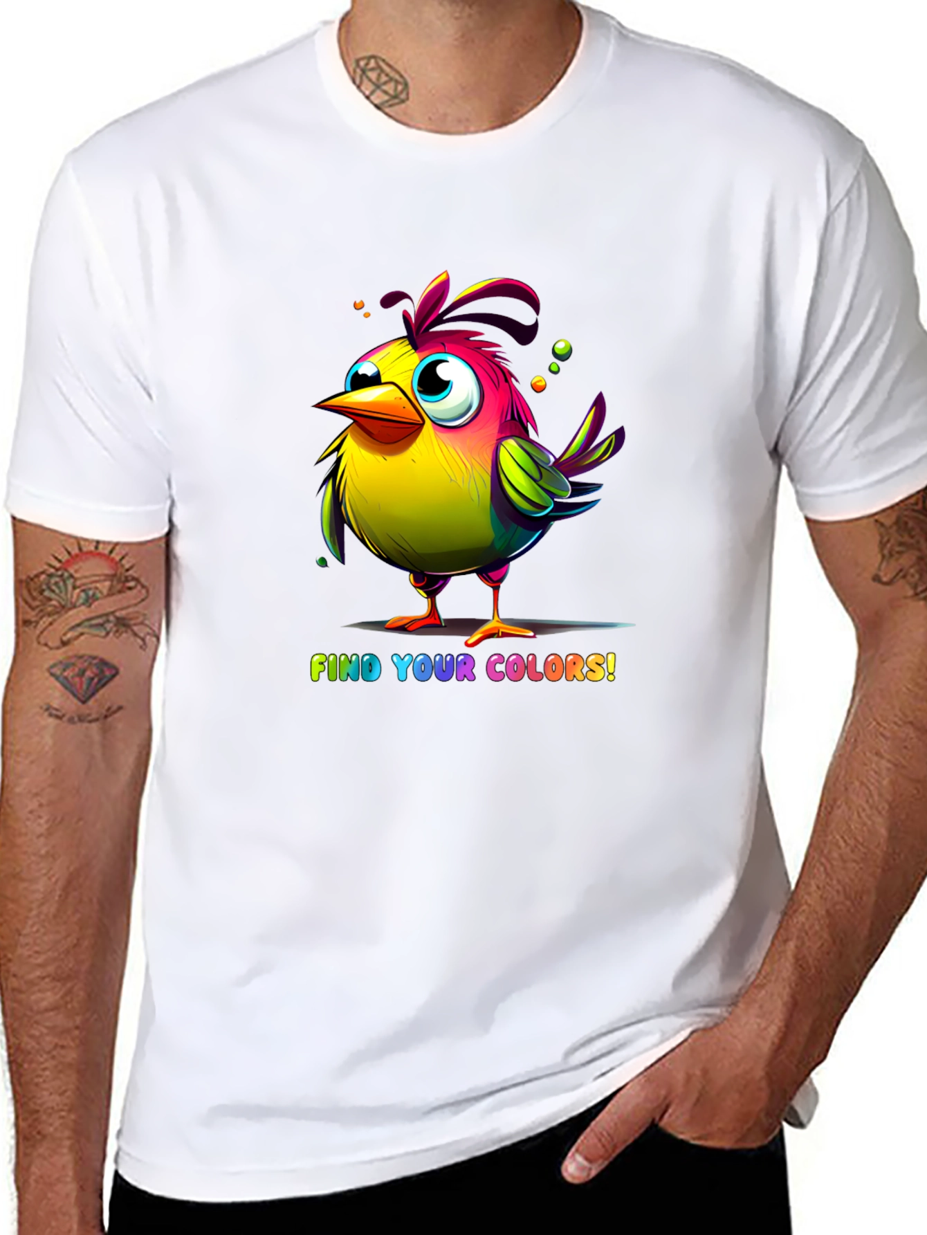 Black Colorful Bird T-Shirt - Find Your Colors! view 8