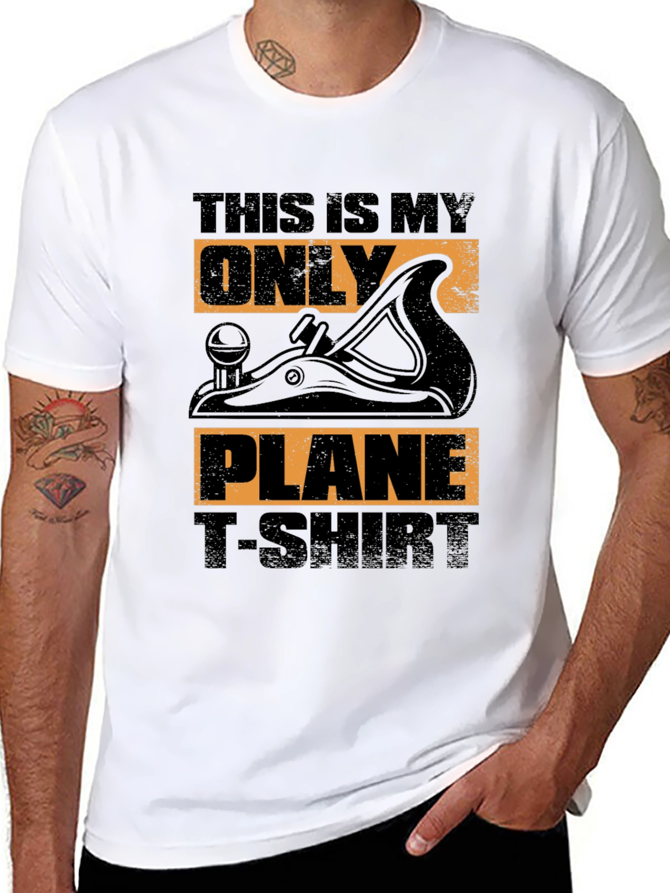 Black Funny Woodworking Plane T-Shirt view 8