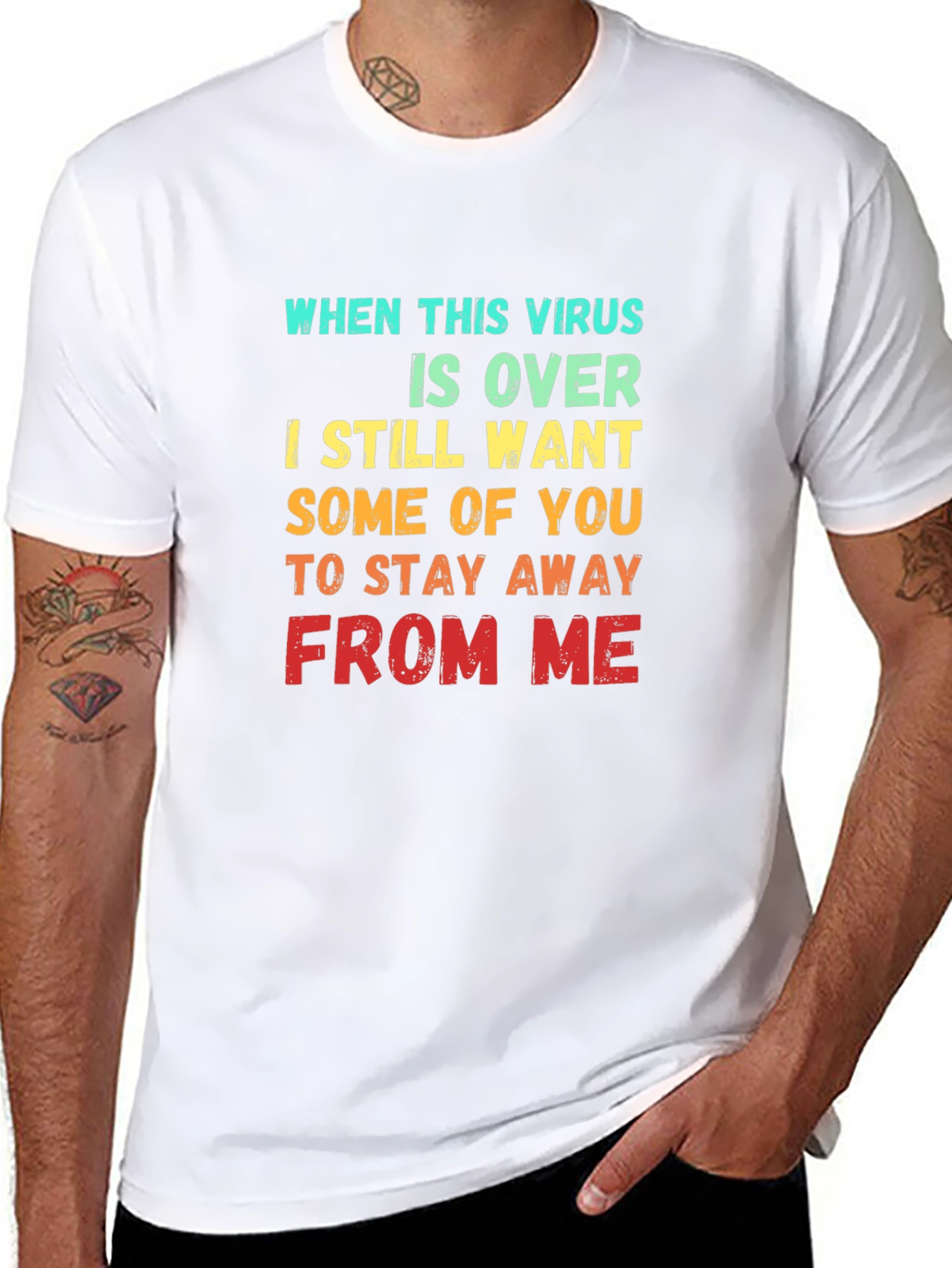 Black Funny Virus Slogan Graphic T-Shirt view 8