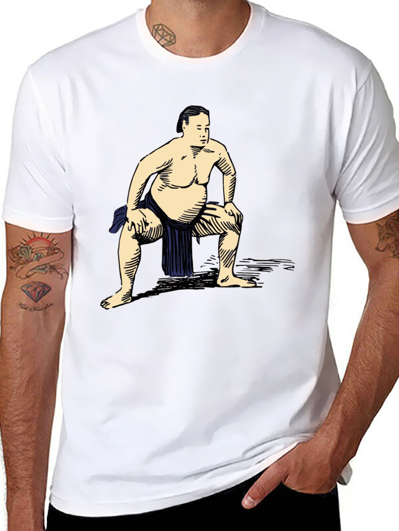 Black Sumo Wrestler Graphic T-Shirt - Casual Black Tee view 8