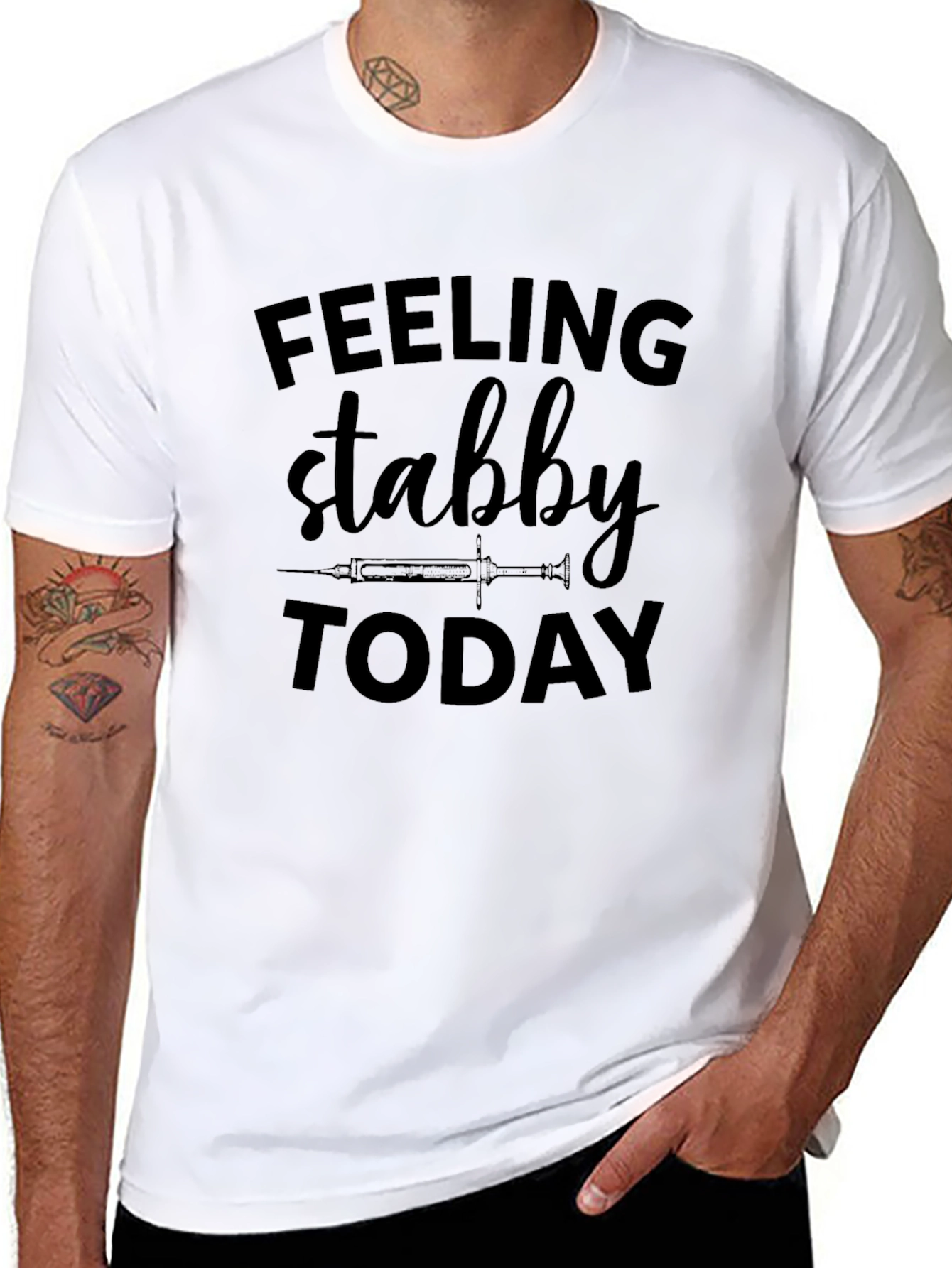 Black Feeling Stabby Today Graphic Tee - Black T-Shirt view 8