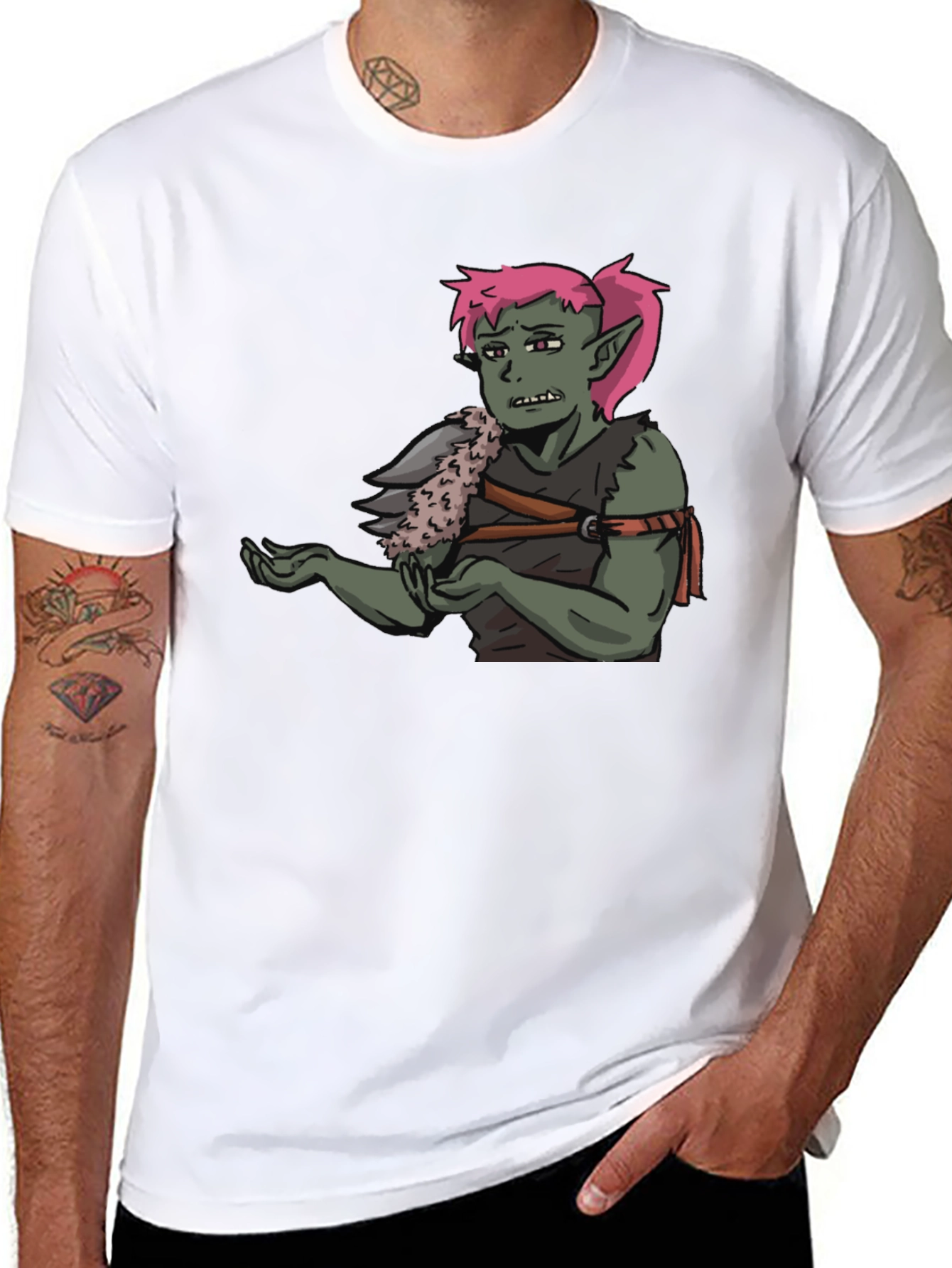 Black T-Shirt Featuring Green Character Graphic view 8