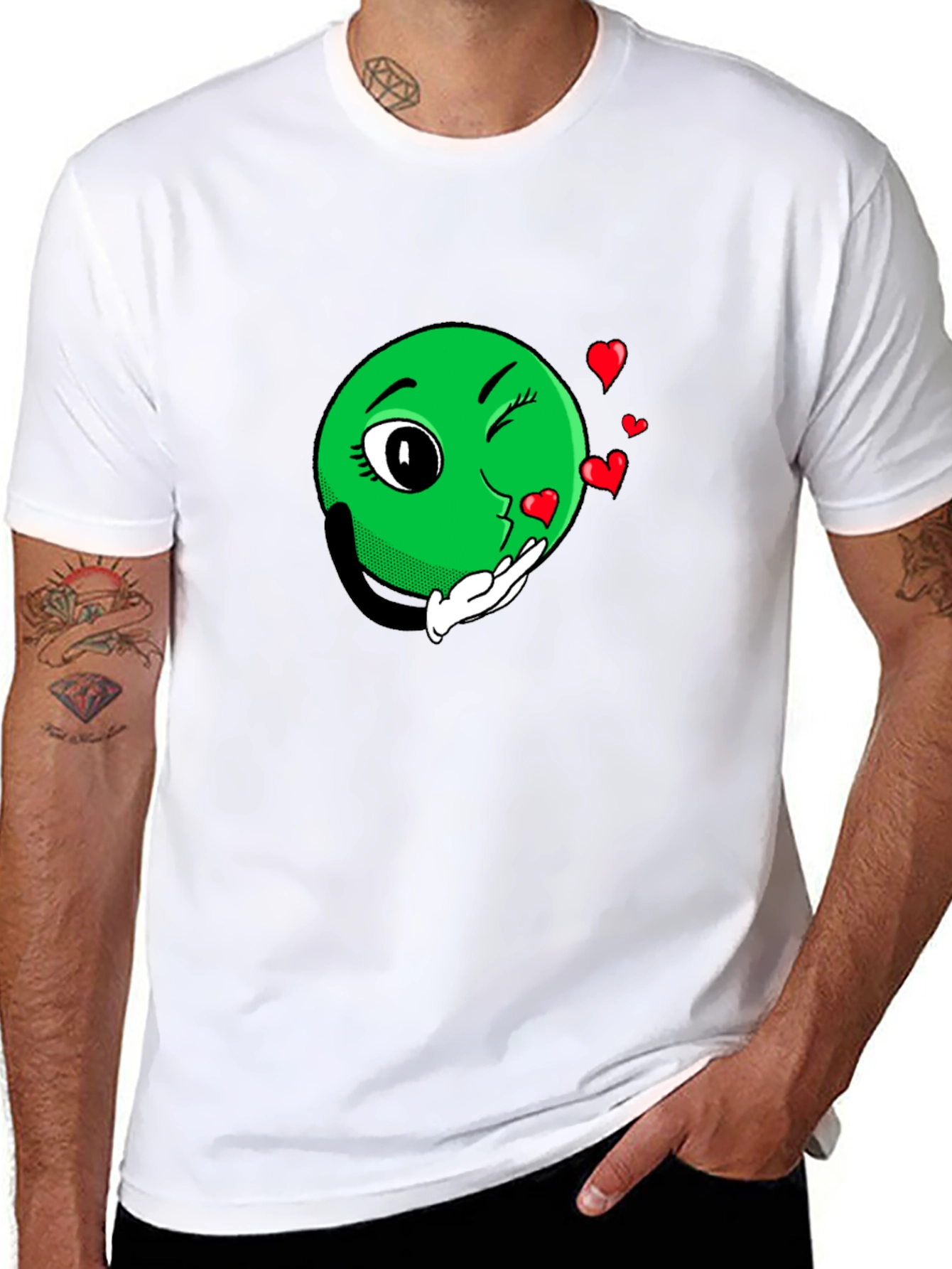 Black Emoji Love Black T-Shirt view 8