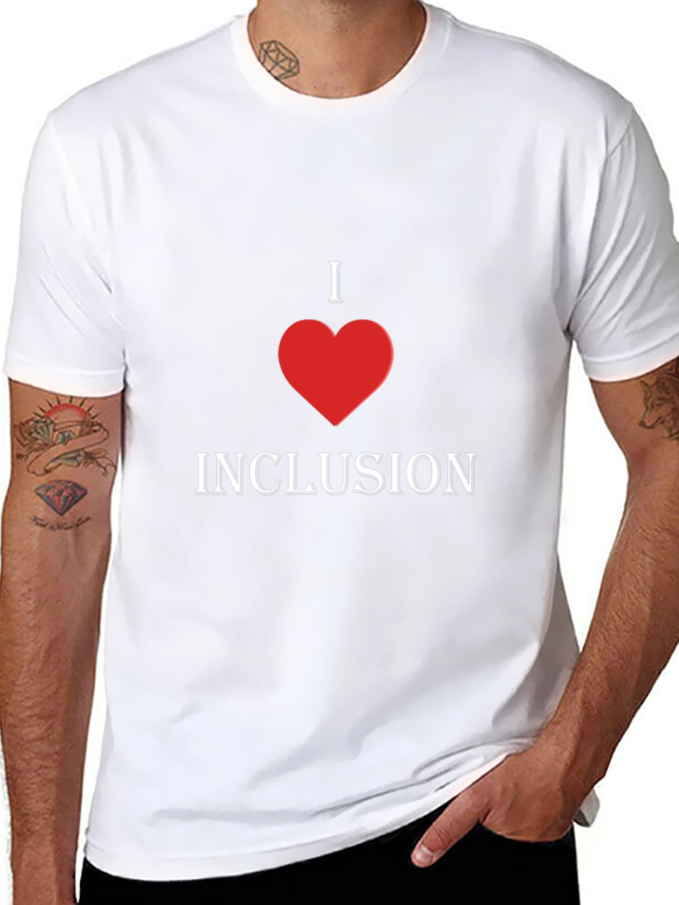 Black I Heart Inclusion T-Shirt - Stylish Graphic Tee view 8