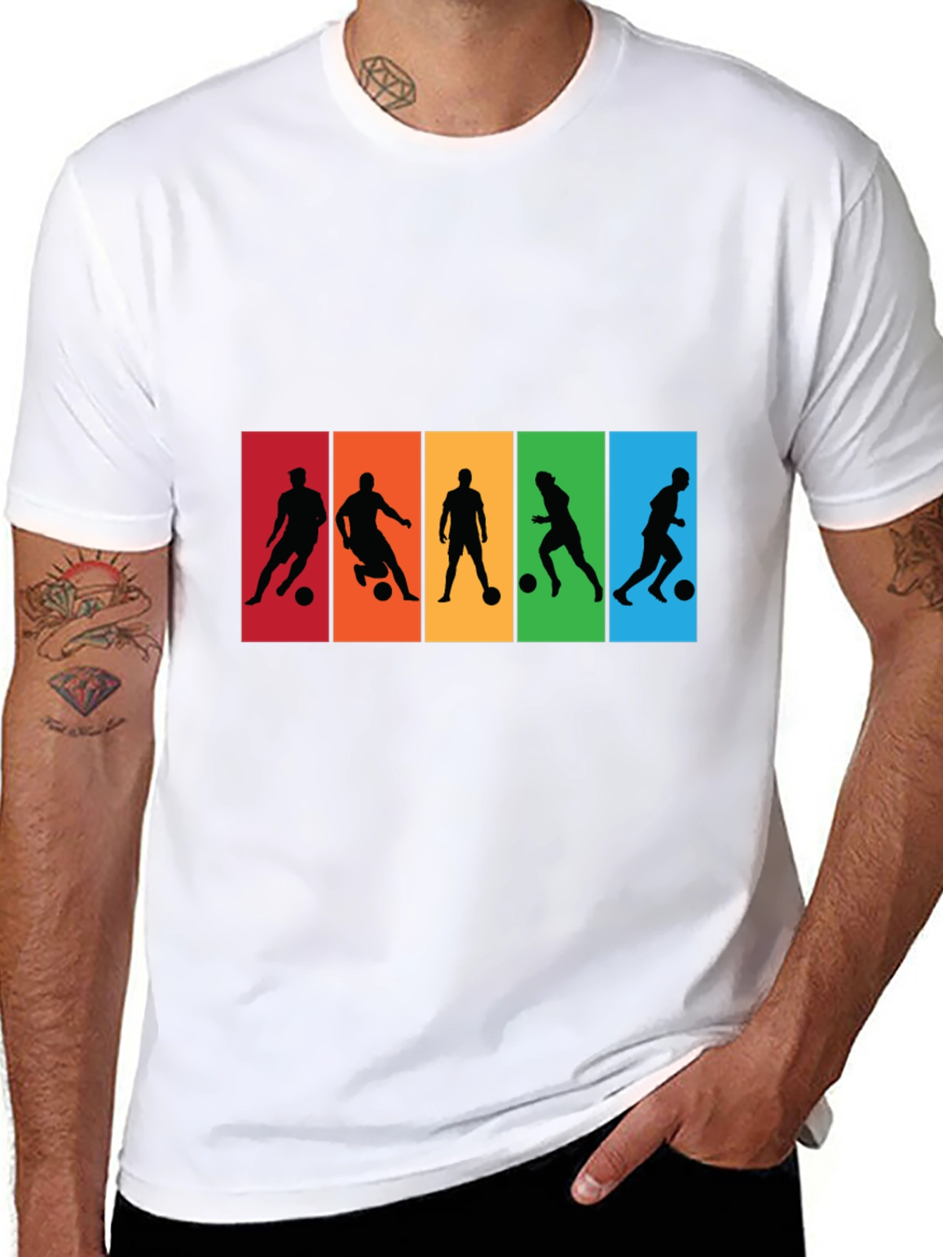 Black Soccer Player Silhouette Graphic T-Shirt view 8