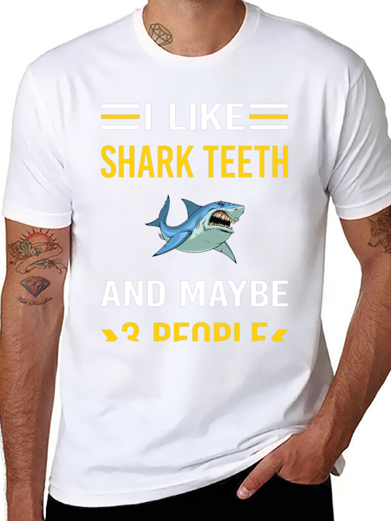 Black I Like Shark Teeth T-Shirt, Funny Shark Lover Tee view 8