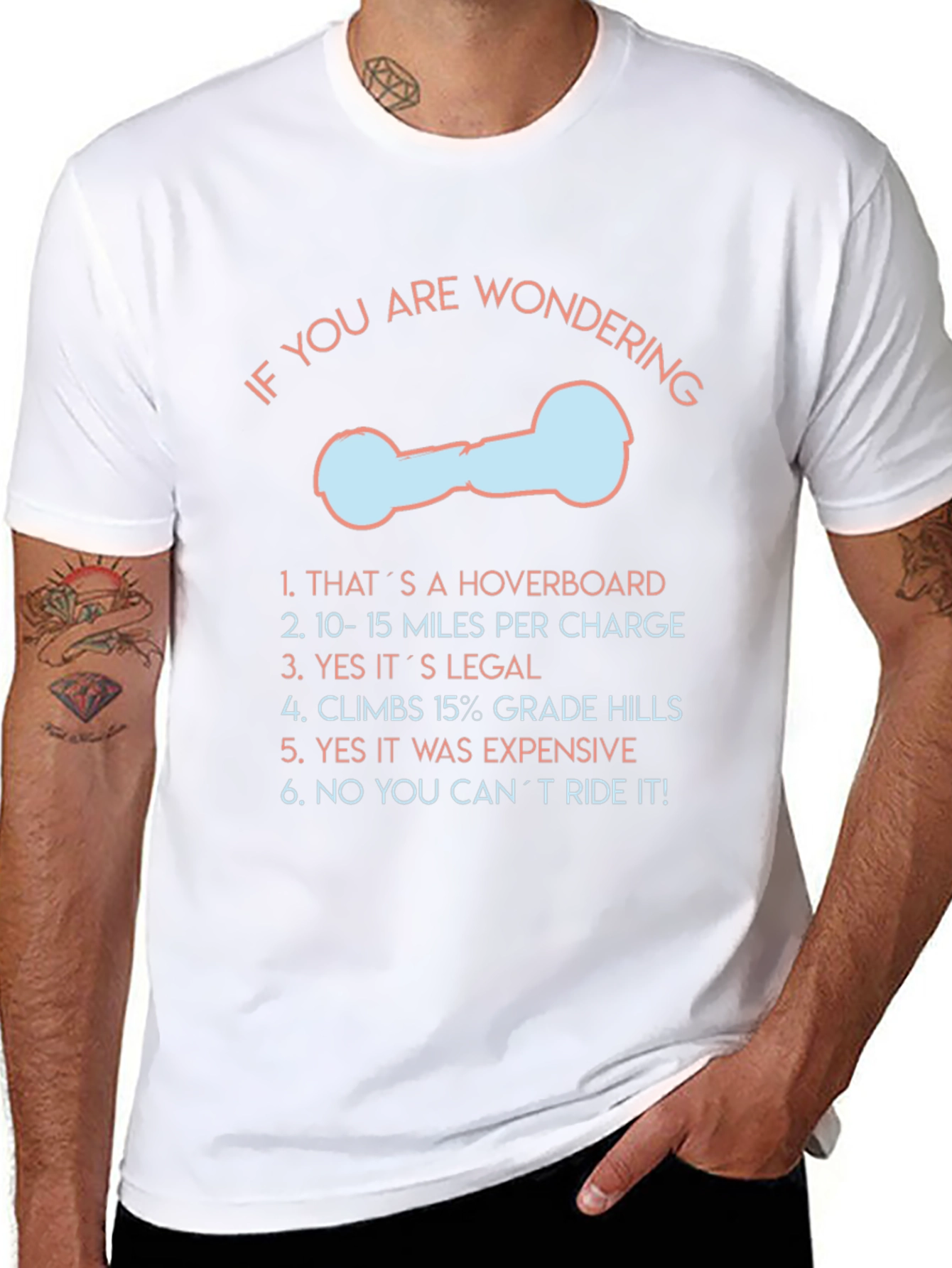 Black Funny Hoverboard T-Shirt view 8