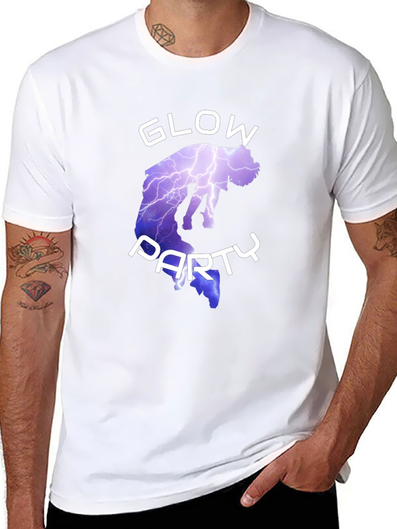 Black Glow Party Graphic Tee - Short Sleeve Cotton T-Shirt view 8