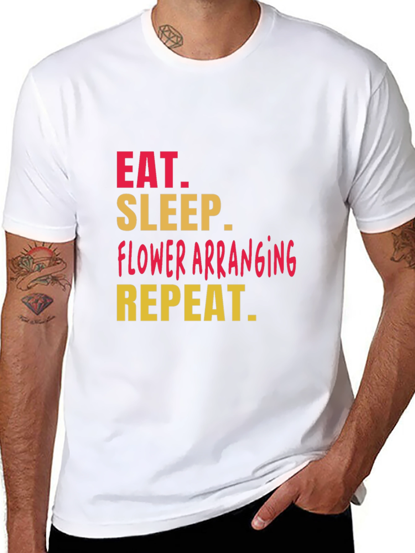 Black Eat Sleep Flower Arranging T-Shirt view 8