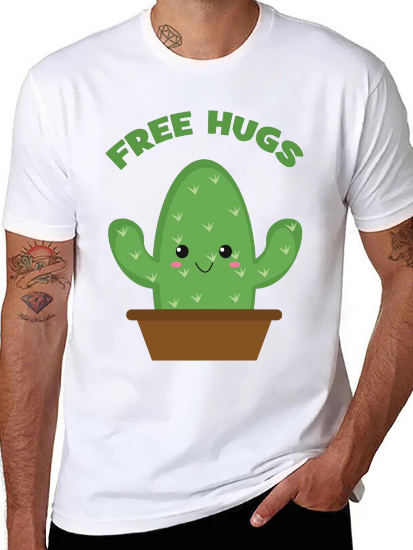Black Free Hugs Cactus Graphic Tee view 8