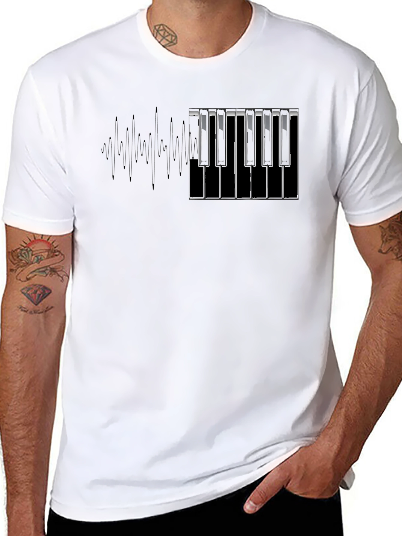 Black Piano Keys Graphic Tee - Black Short Sleeve view 8