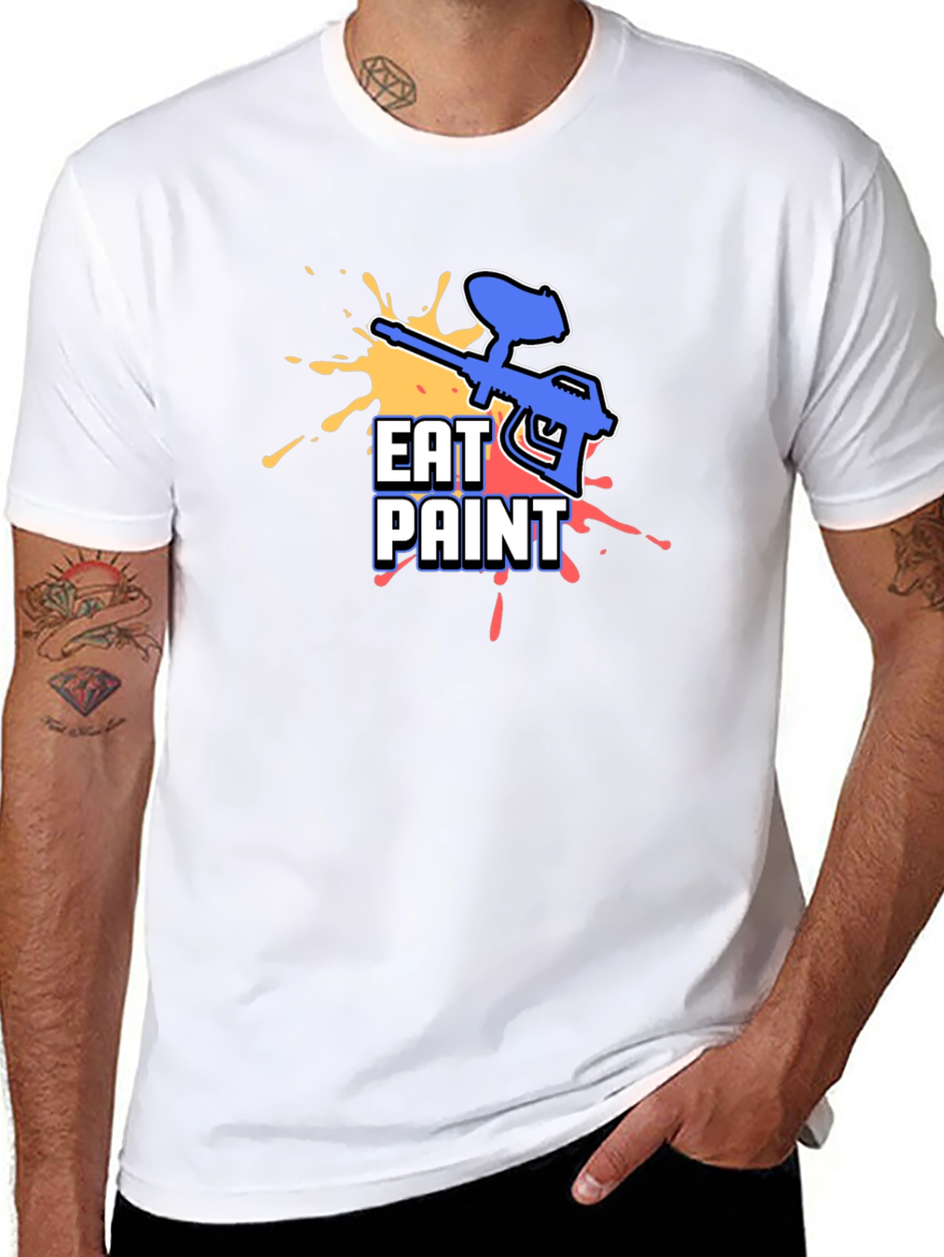 Black Eat Paint T-Shirt - Paintball Design view 8