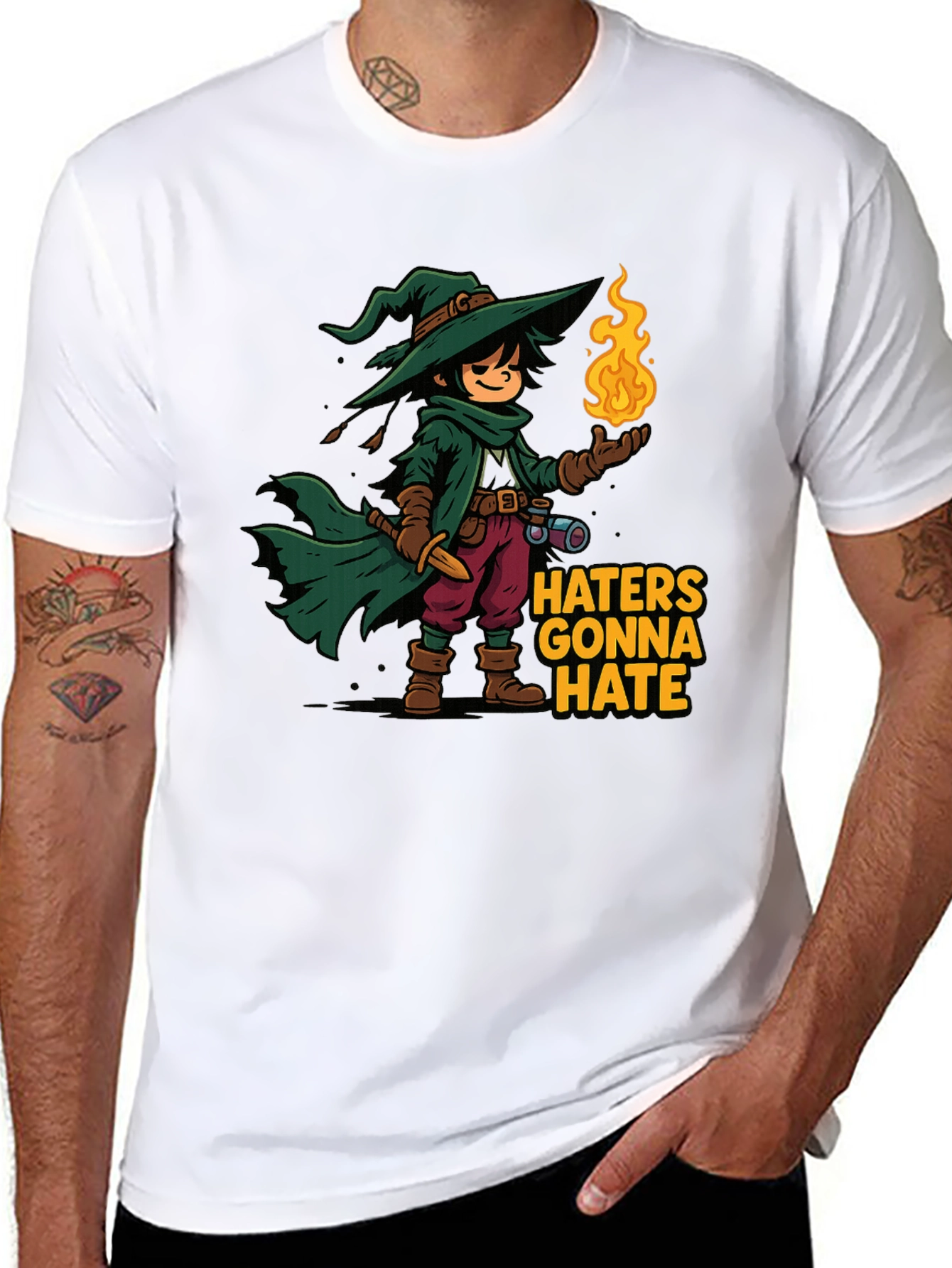 Black Haters Gonna Hate Wizard Cartoon T-Shirt view 8
