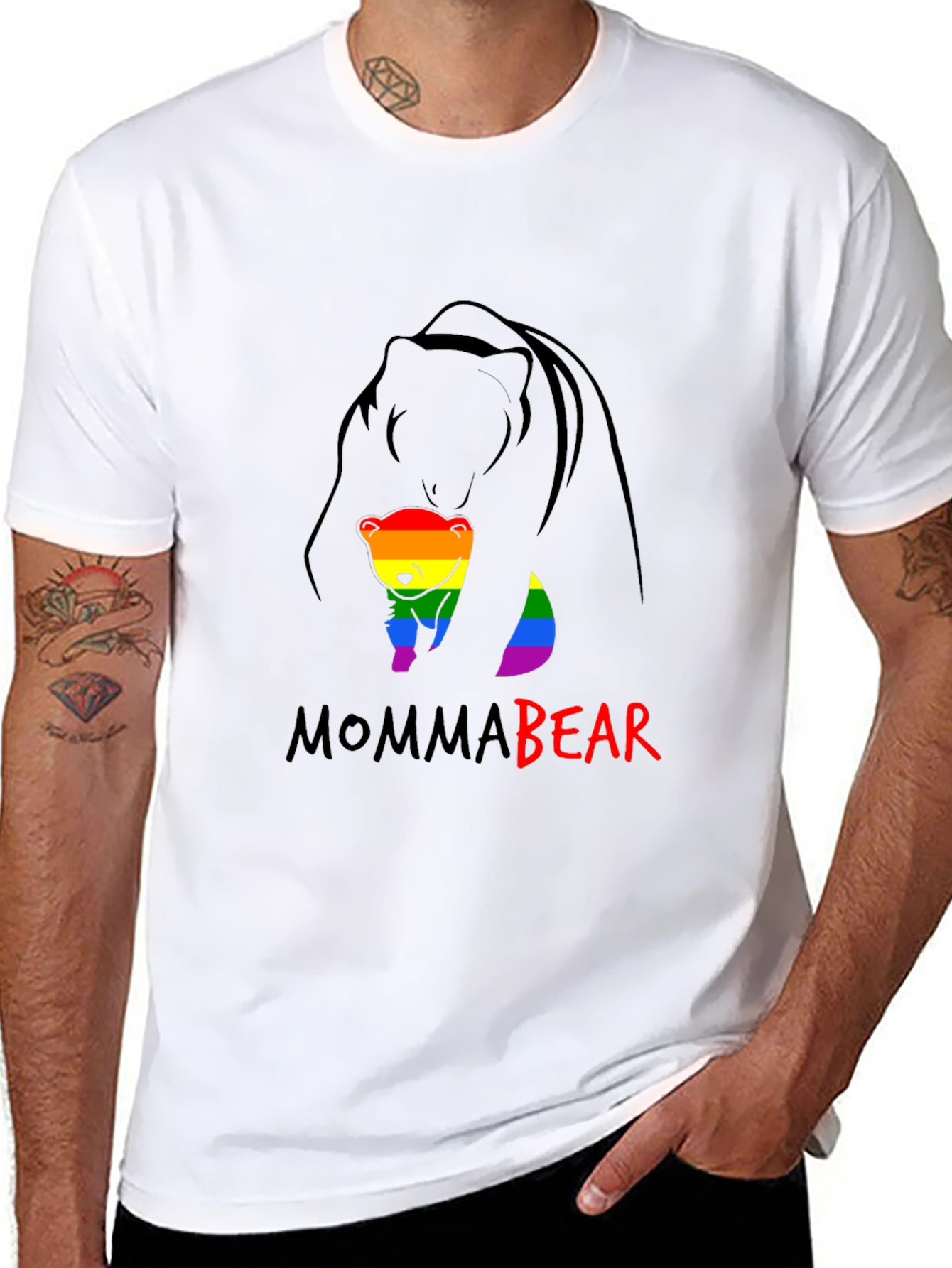 Black Momma Bear Pride T-Shirt - Rainbow Graphic Tee view 8
