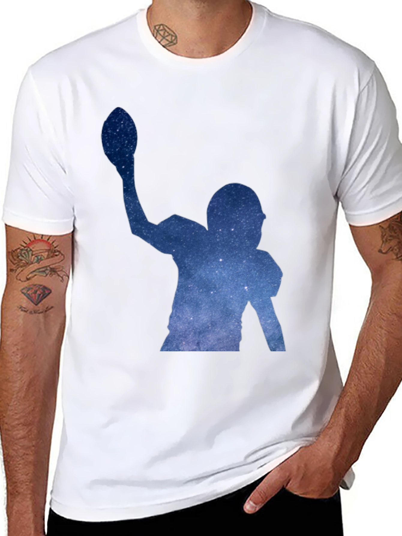 Black Football Starry Night T-Shirt view 8