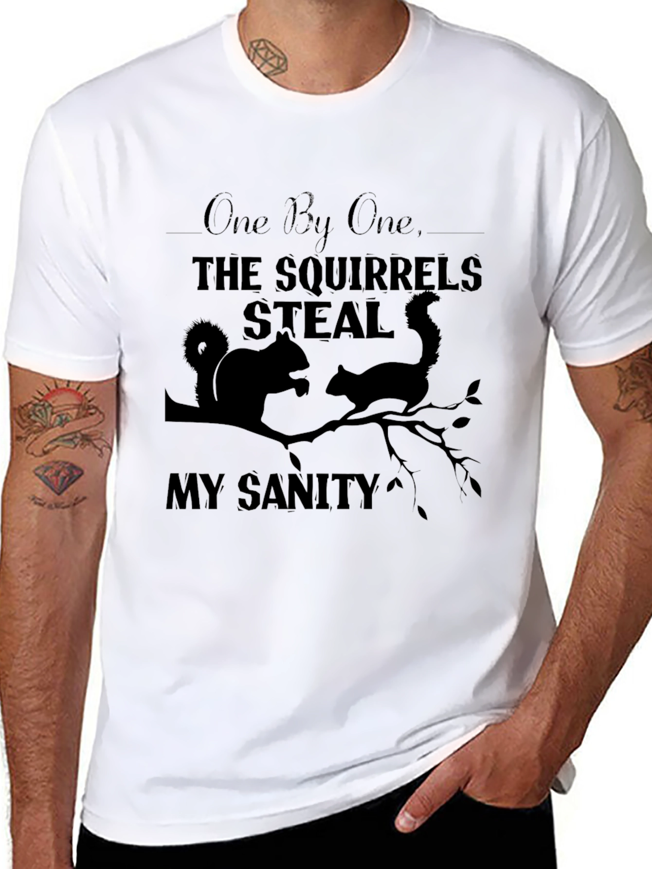 Black Squirrel Steal My Sanity Graphic T-Shirt view 8