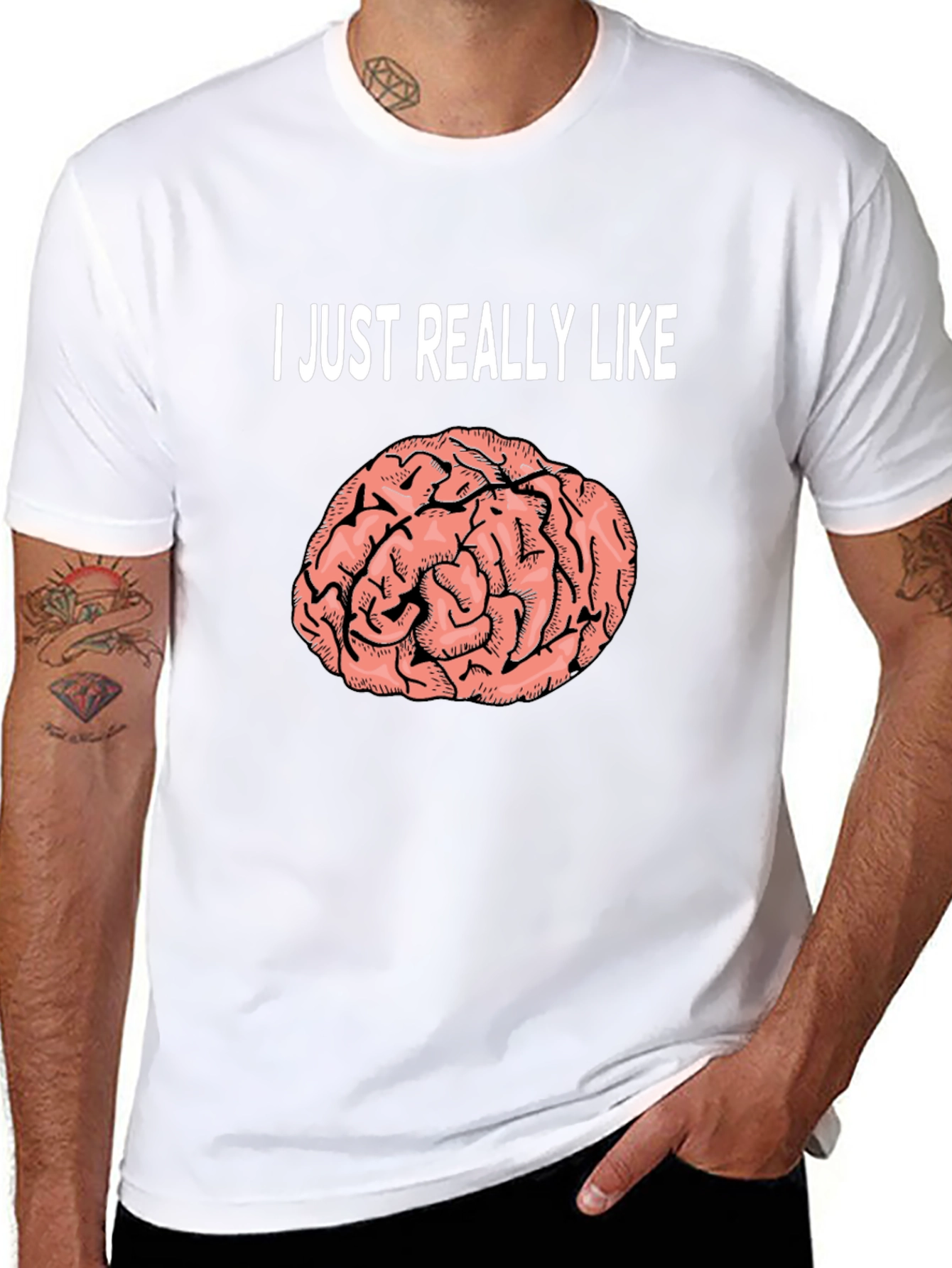 Black Brain Graphic T-Shirt: I Just Really Like Brains Tee view 8