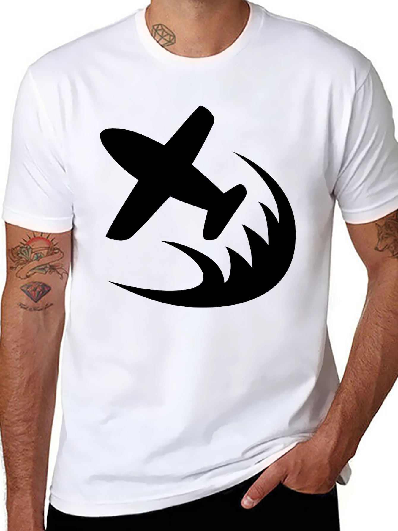 Black Airplane Graphic Tee - Fly High in Style view 8