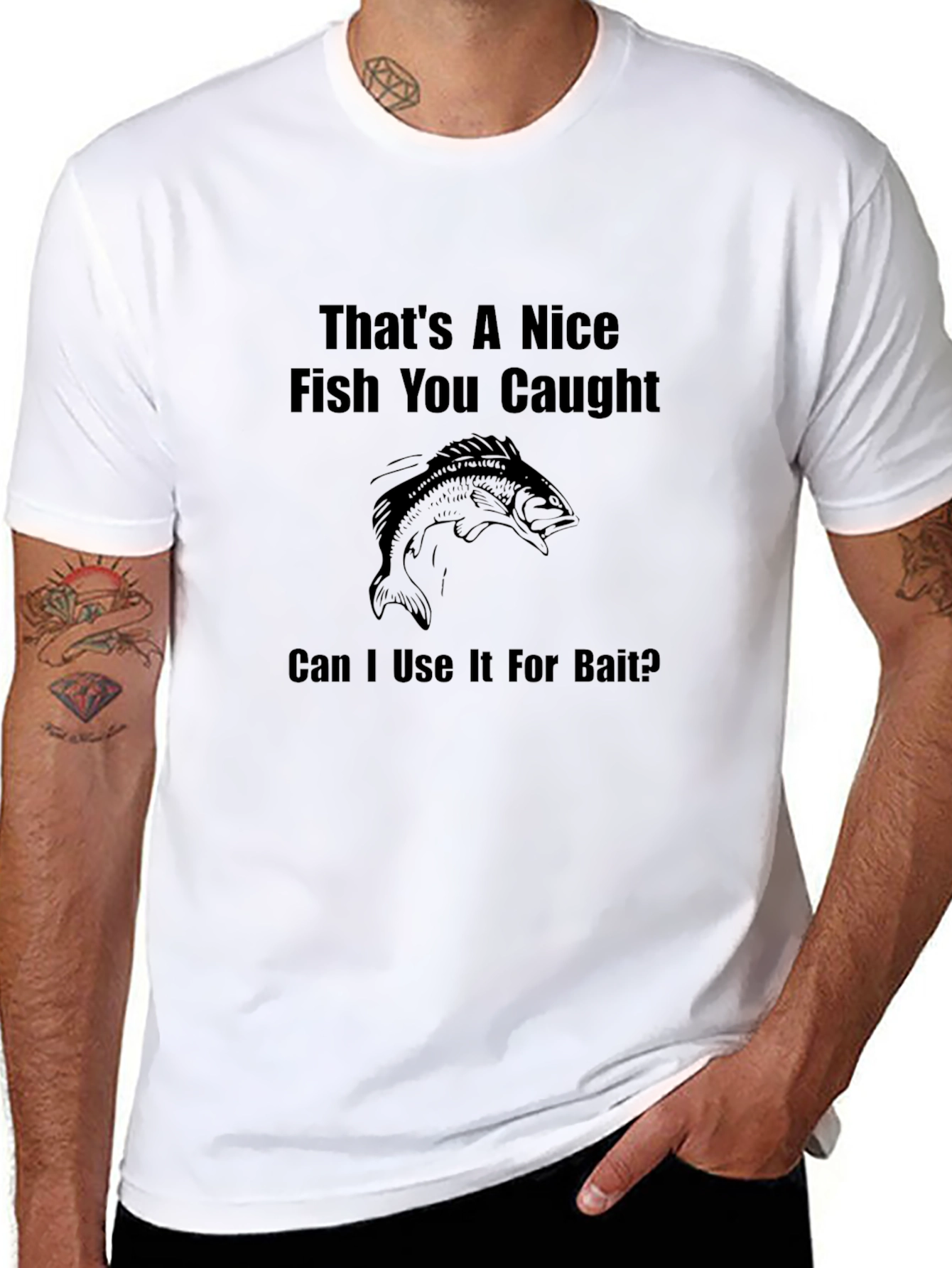 Black Funny Fishing T-Shirt - Nice Fish, Use as Bait? view 8