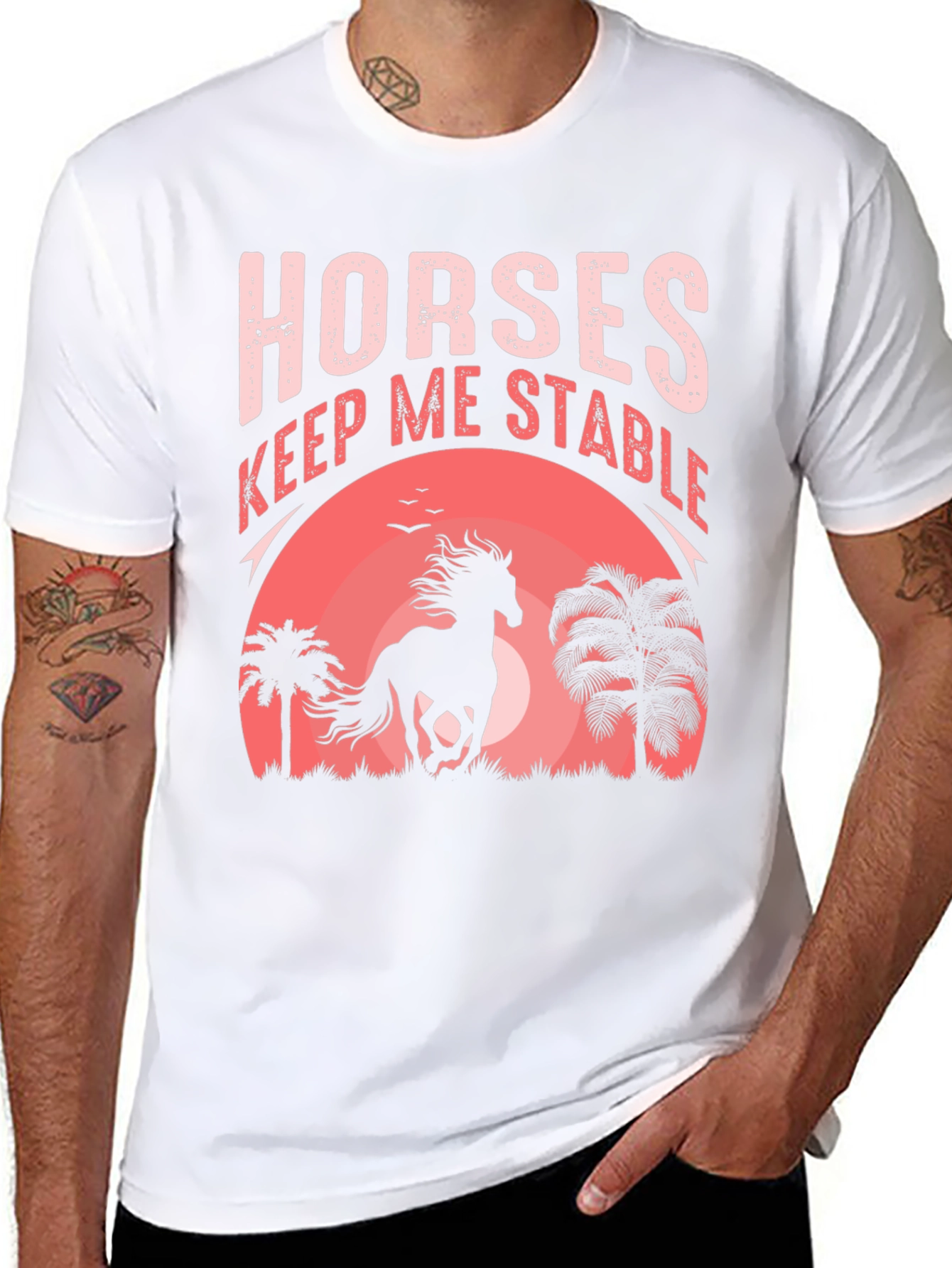 Black Horses Keep Me Stable Graphic Tee view 8