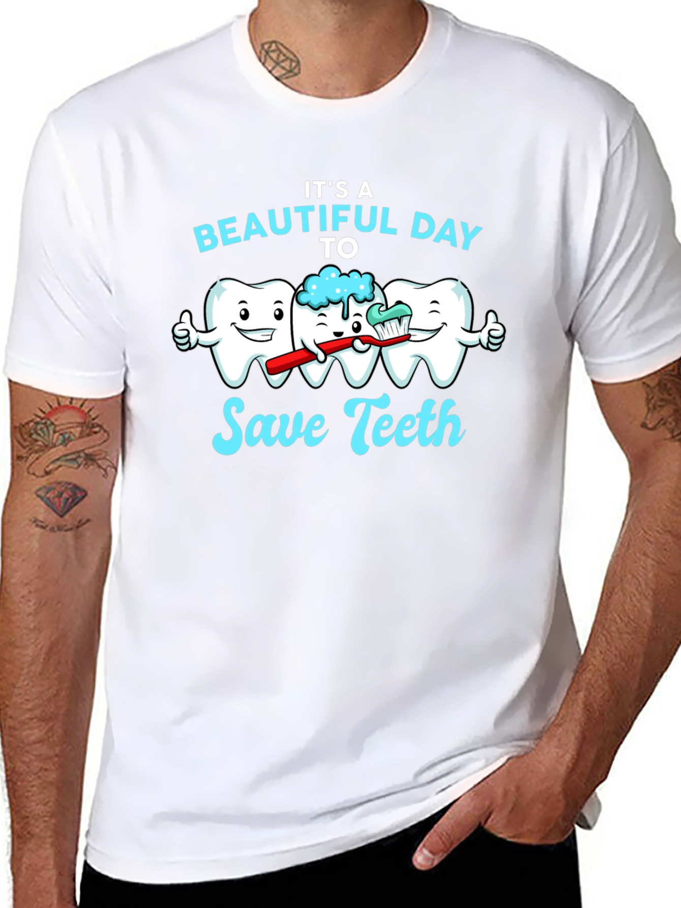 Black It's a Beautiful Day To Save Teeth T-Shirt view 8