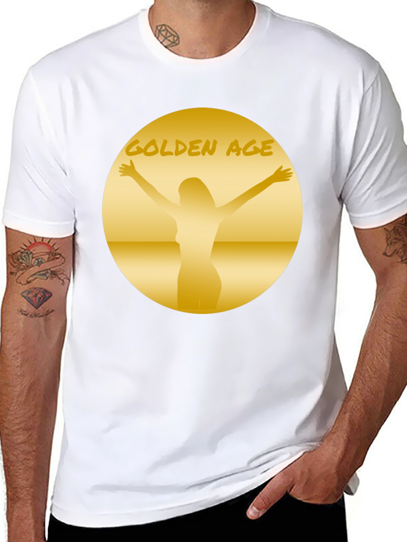 Black Golden Age Graphic Tee - Black Cotton T-Shirt view 8
