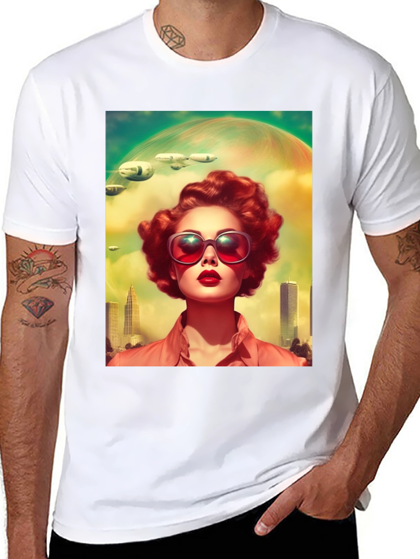 Black Retro Futuristic Woman T-Shirt view 8