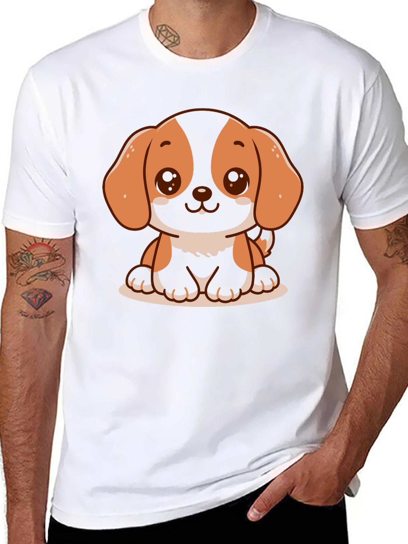Black Cute Dog Graphic T-Shirt - Black view 8