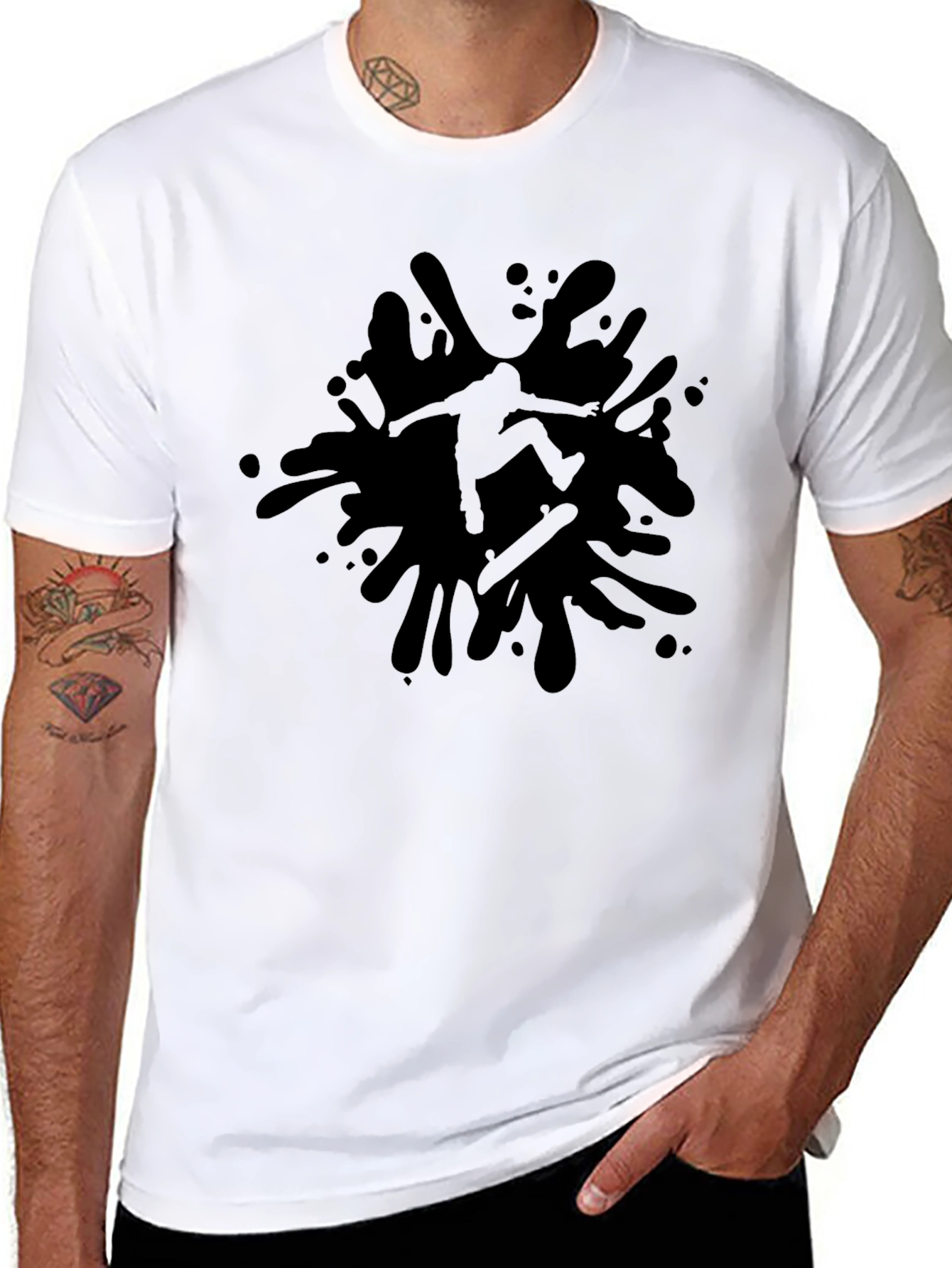 Black Skater Splash Graphic T-Shirt - Black view 8