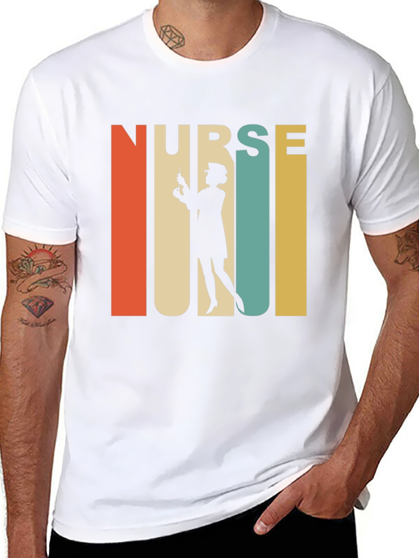 Black Retro Nurse Graphic T-Shirt - Vintage Style Tee view 8