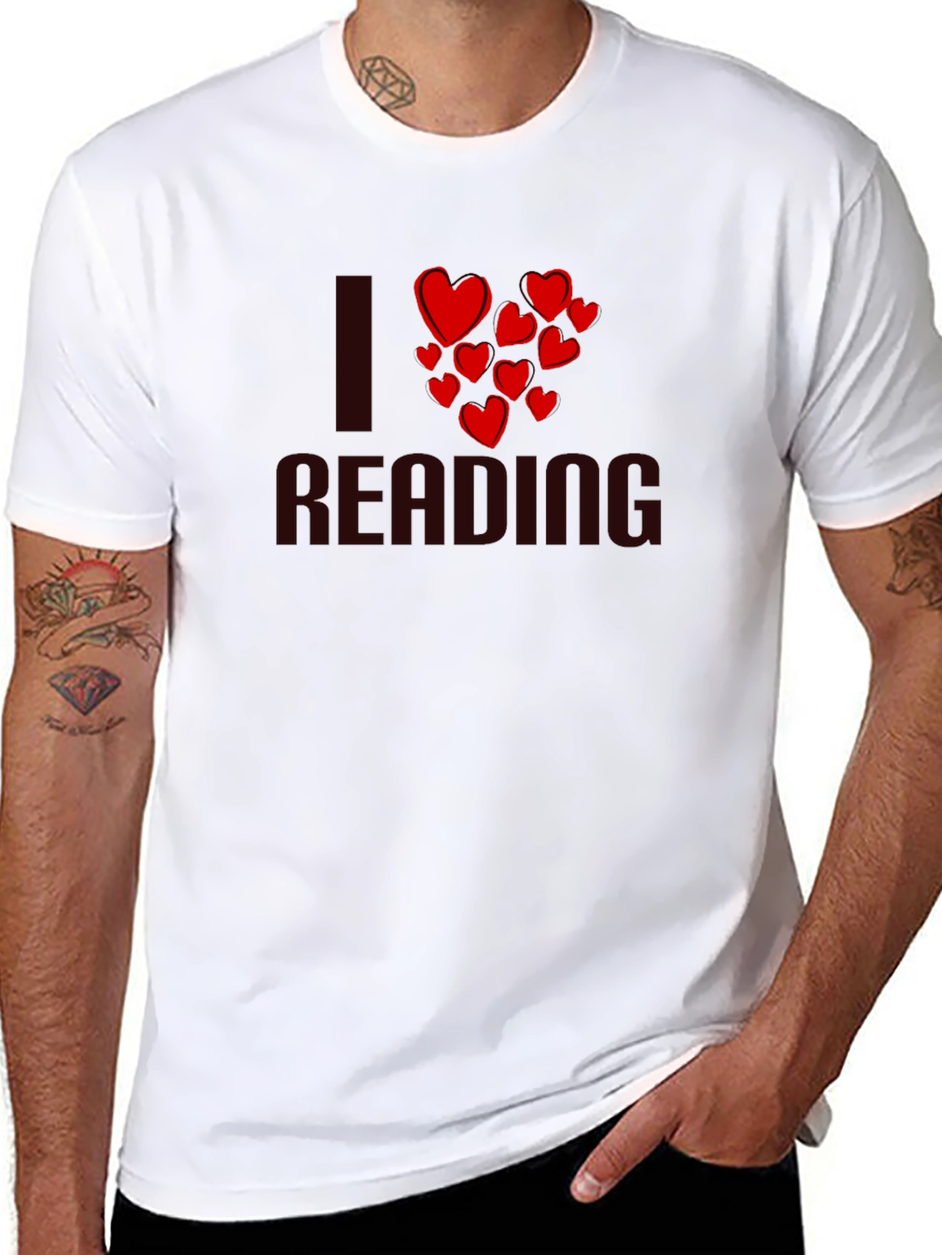 Black I Heart Reading - Black T-Shirt view 8