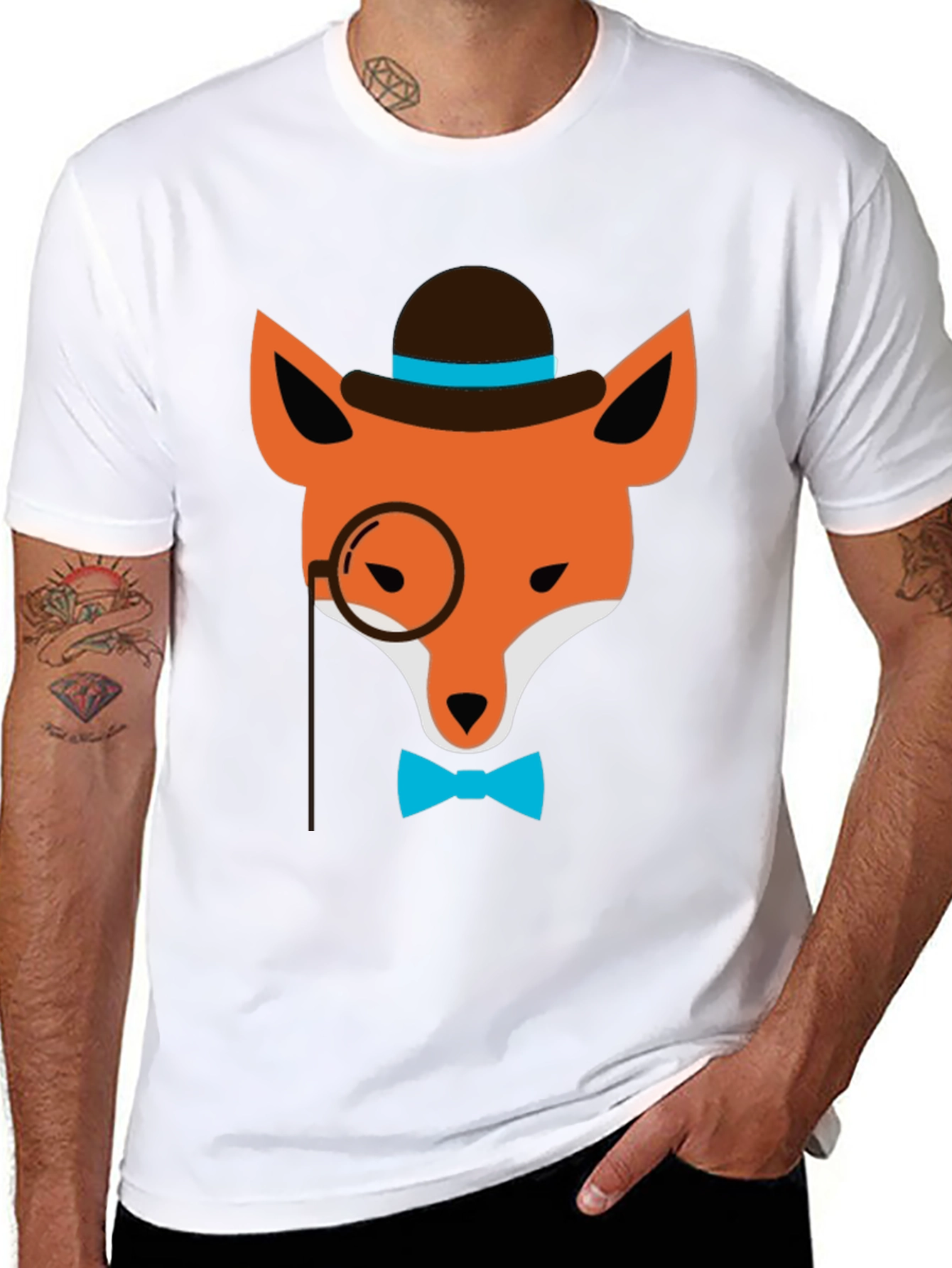 Black Dapper Fox Graphic Tee - Stylish Animal Print view 8