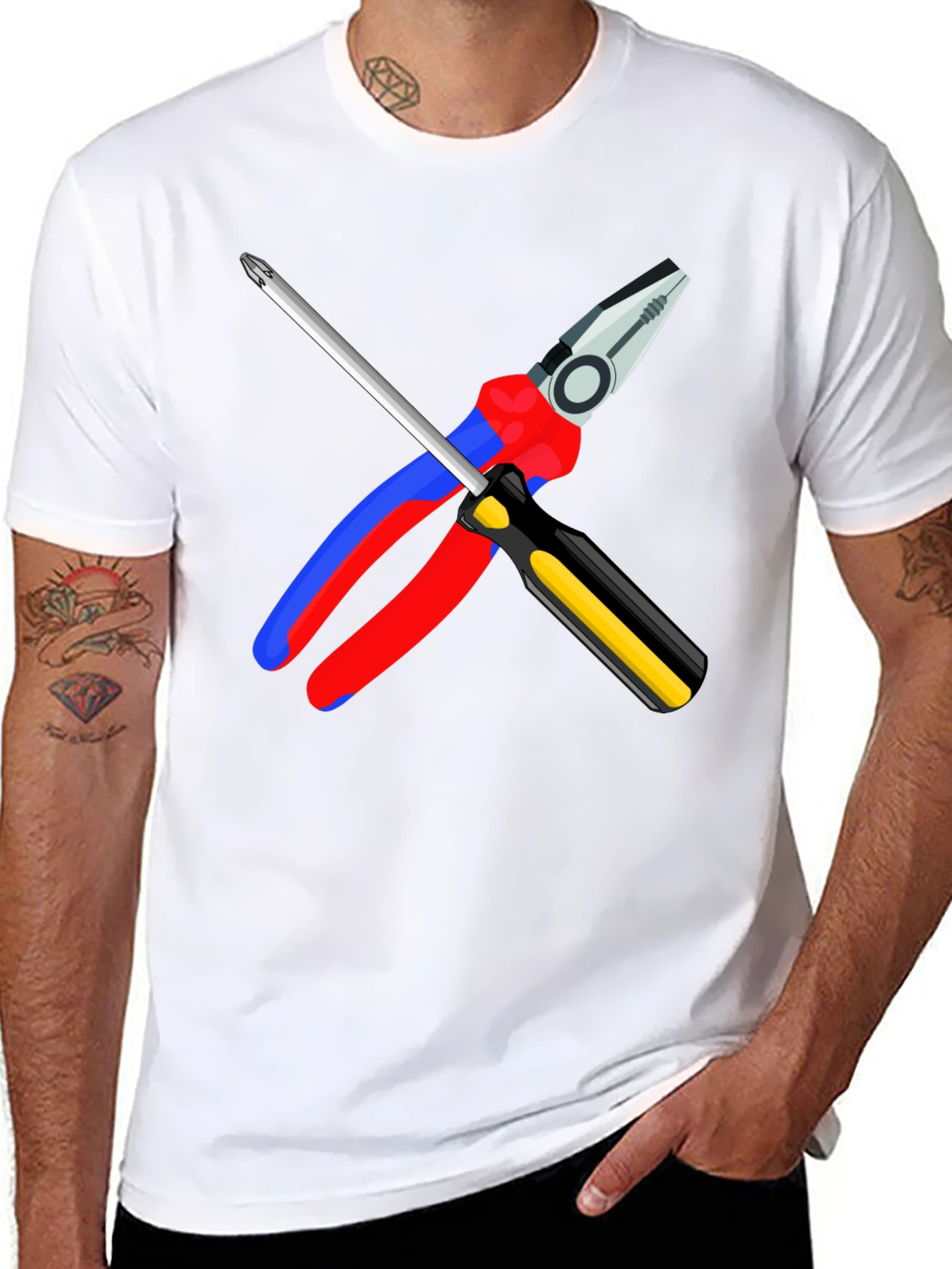 Electrician's Tool T-Shirt: Pliers & Screwdriver Graphic - 8