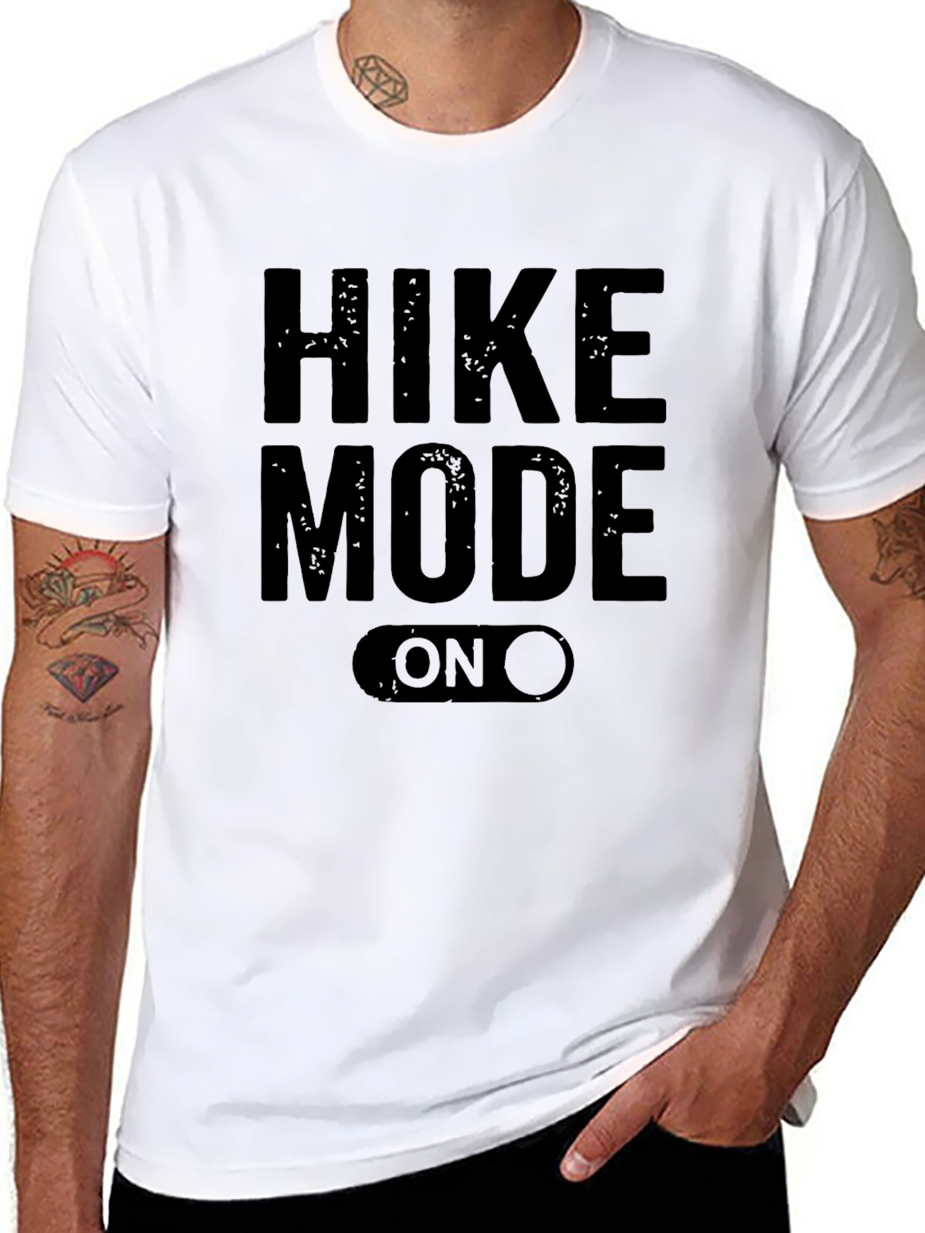 Black Hike Mode On Black Graphic T-Shirt view 8