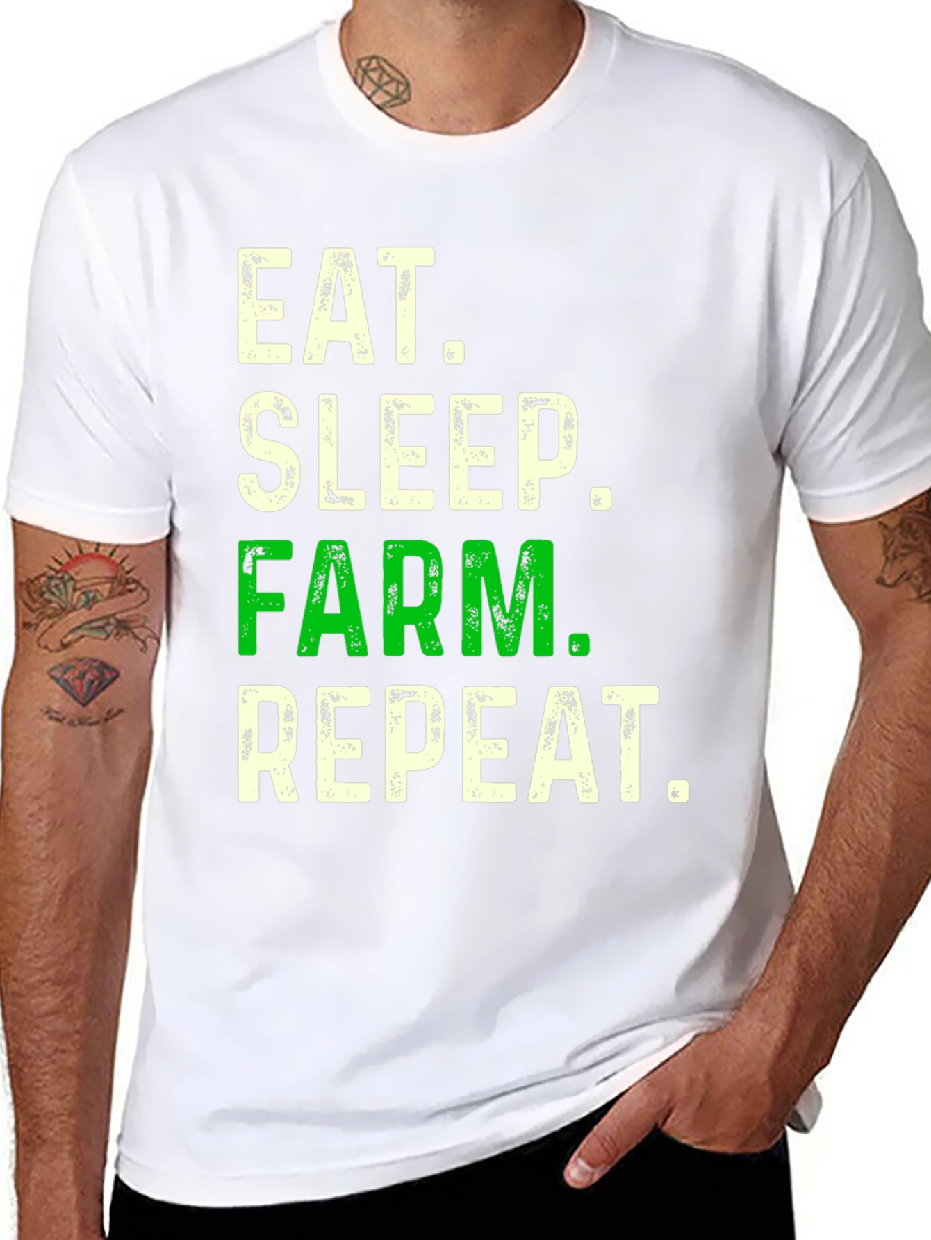 Black Eat Sleep Farm Repeat Graphic Tee view 8