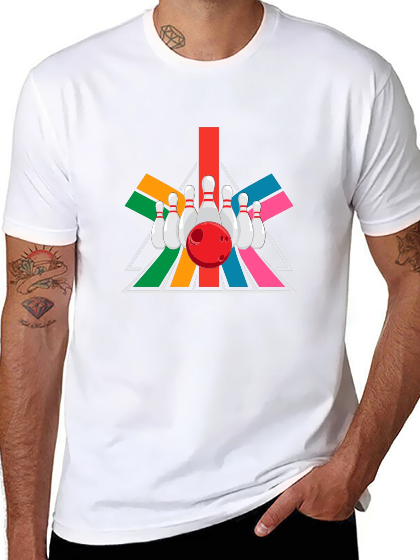 Black Retro Bowling Strike T-Shirt view 8